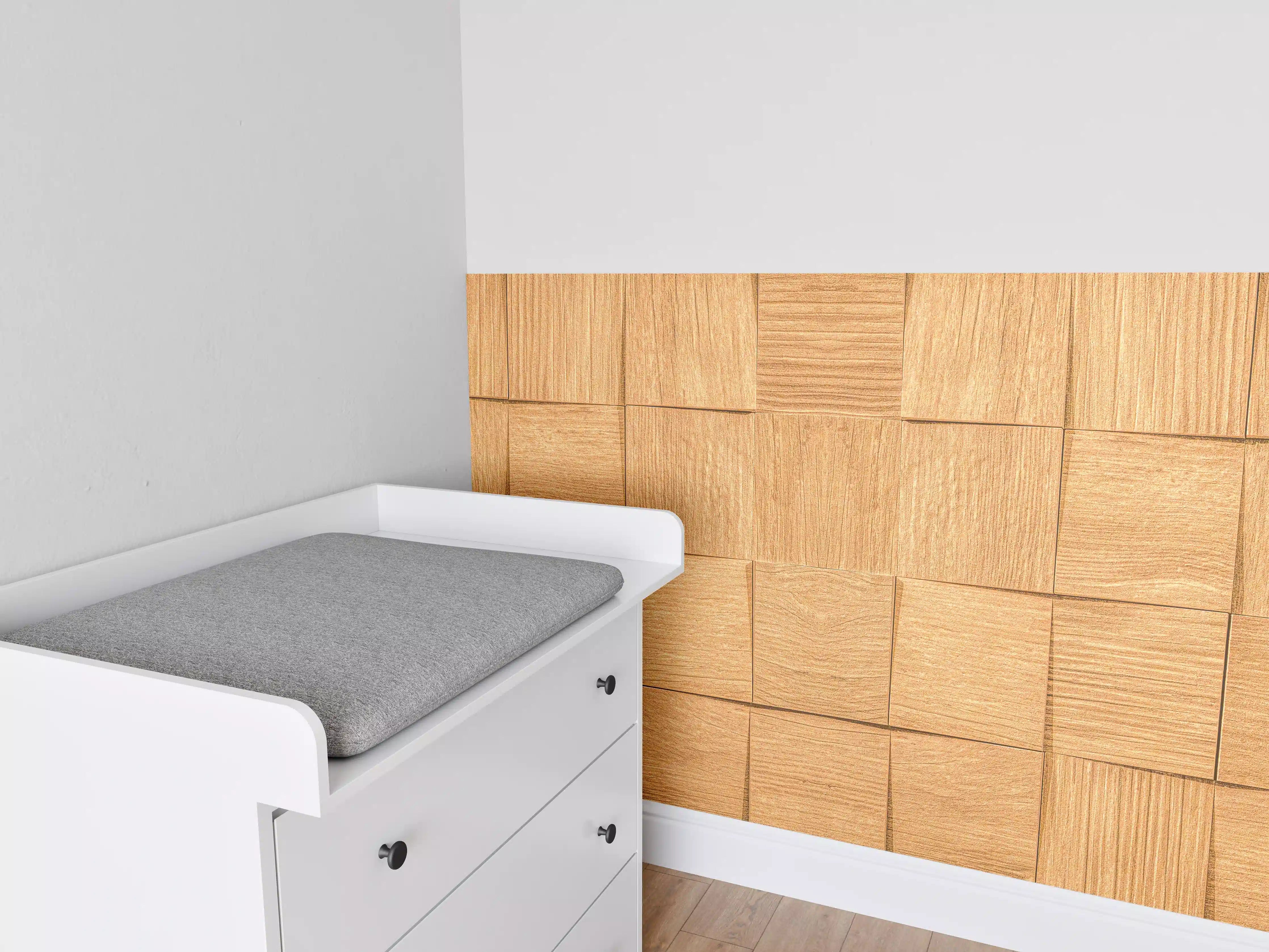 Babyzimmer Wandgestaltung - Braune Holzwürfeltextur