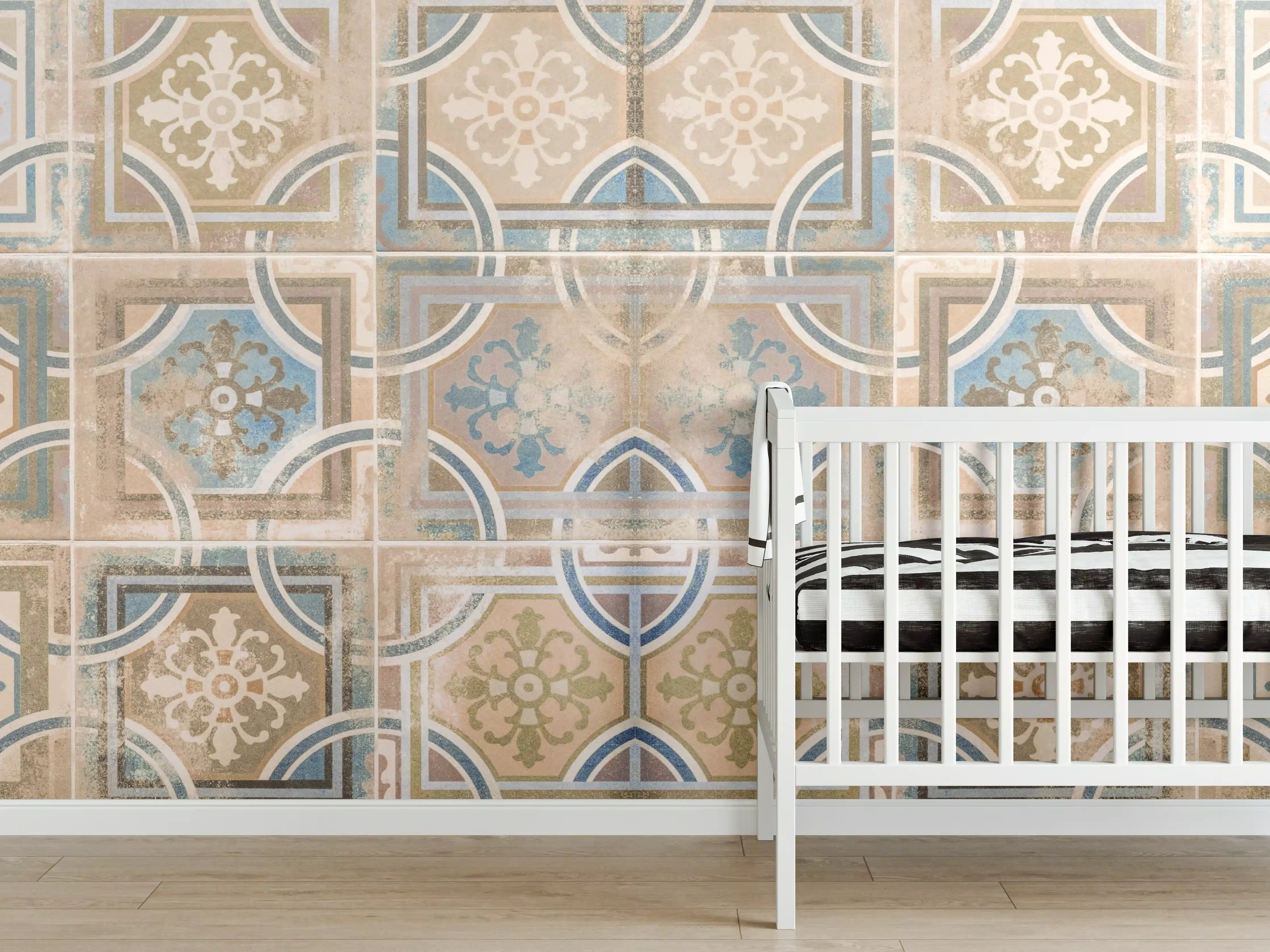 Babyzimmer Wandgestaltung - Braune Keramik Fliesen