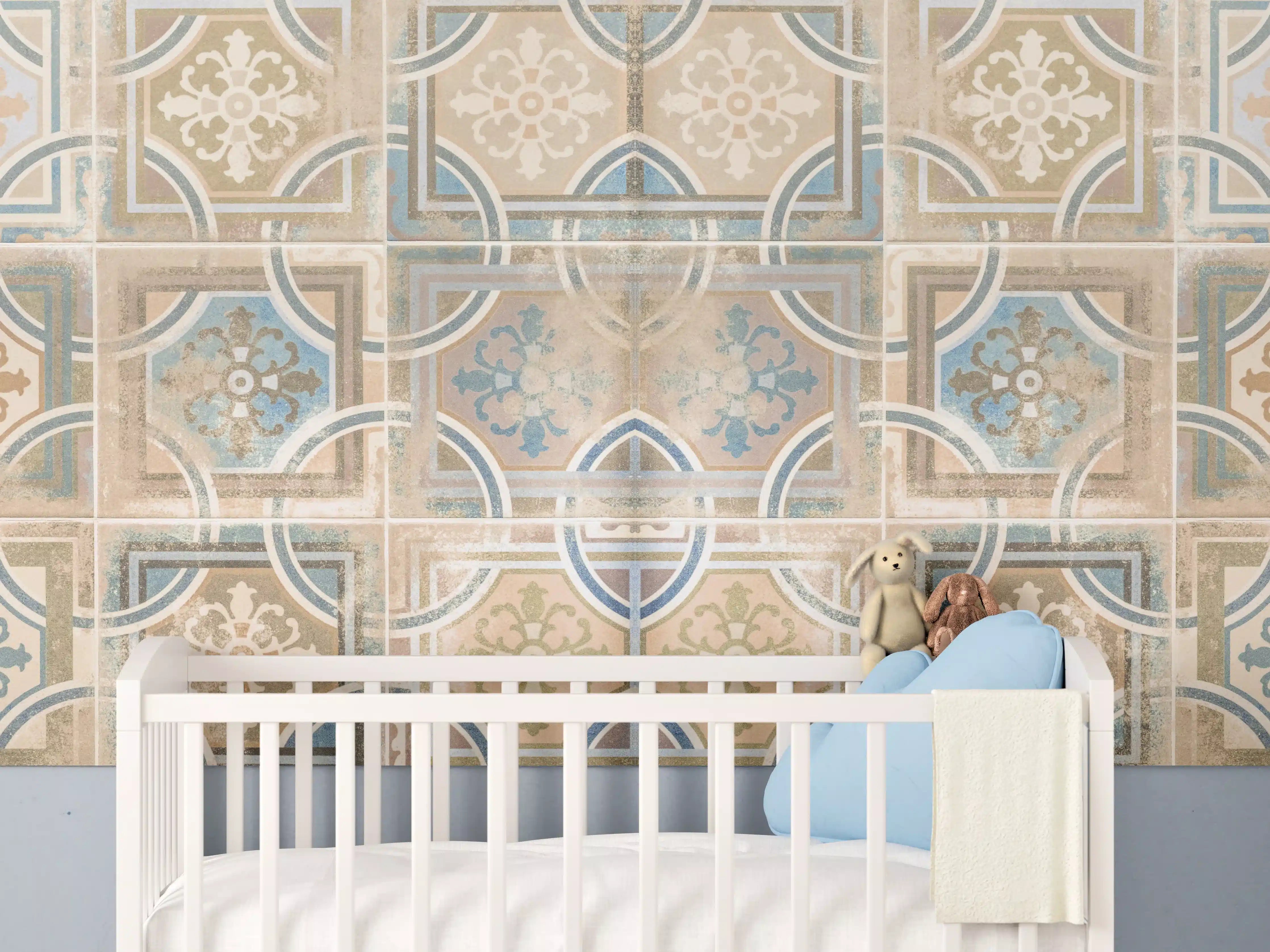 Babyzimmer Wandgestaltung - Braune Keramik Fliesen