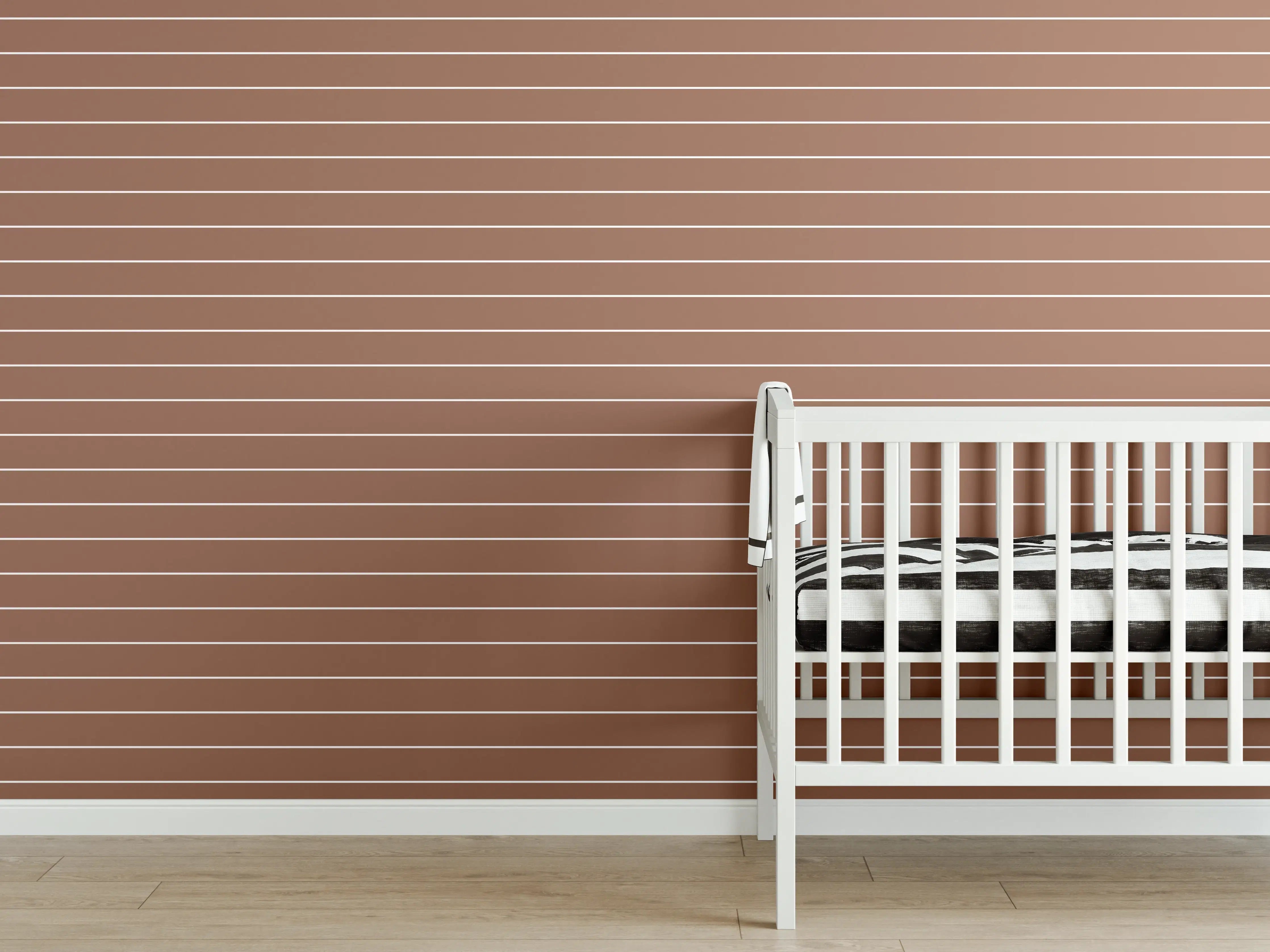 Babyzimmer Wandgestaltung - Braune Linien-Textur