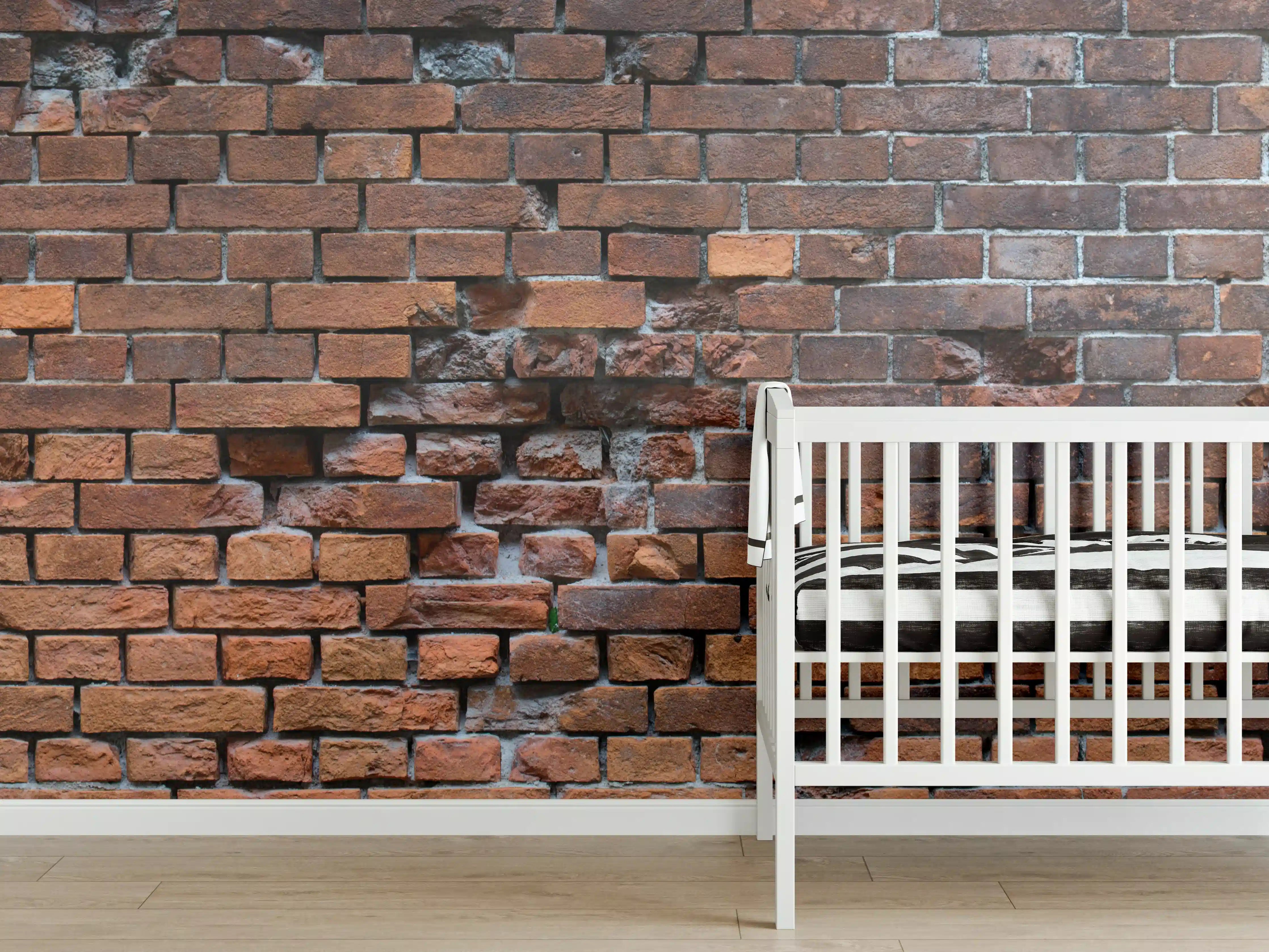 Babyzimmer Wandgestaltung - Braune kaputte Ziegelsteinwand