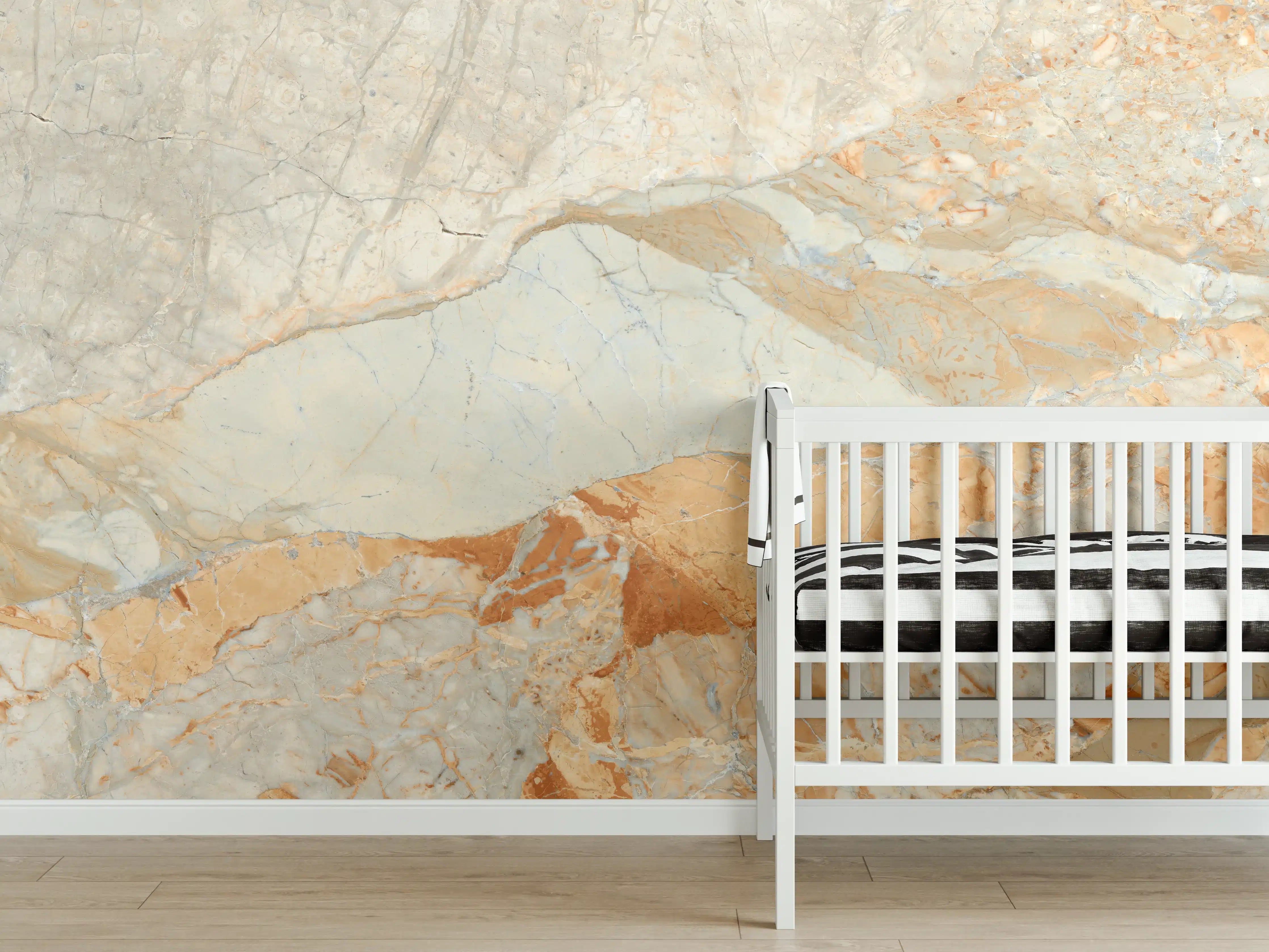 Babyzimmer Wandgestaltung - Brauner Marmor mit Adern