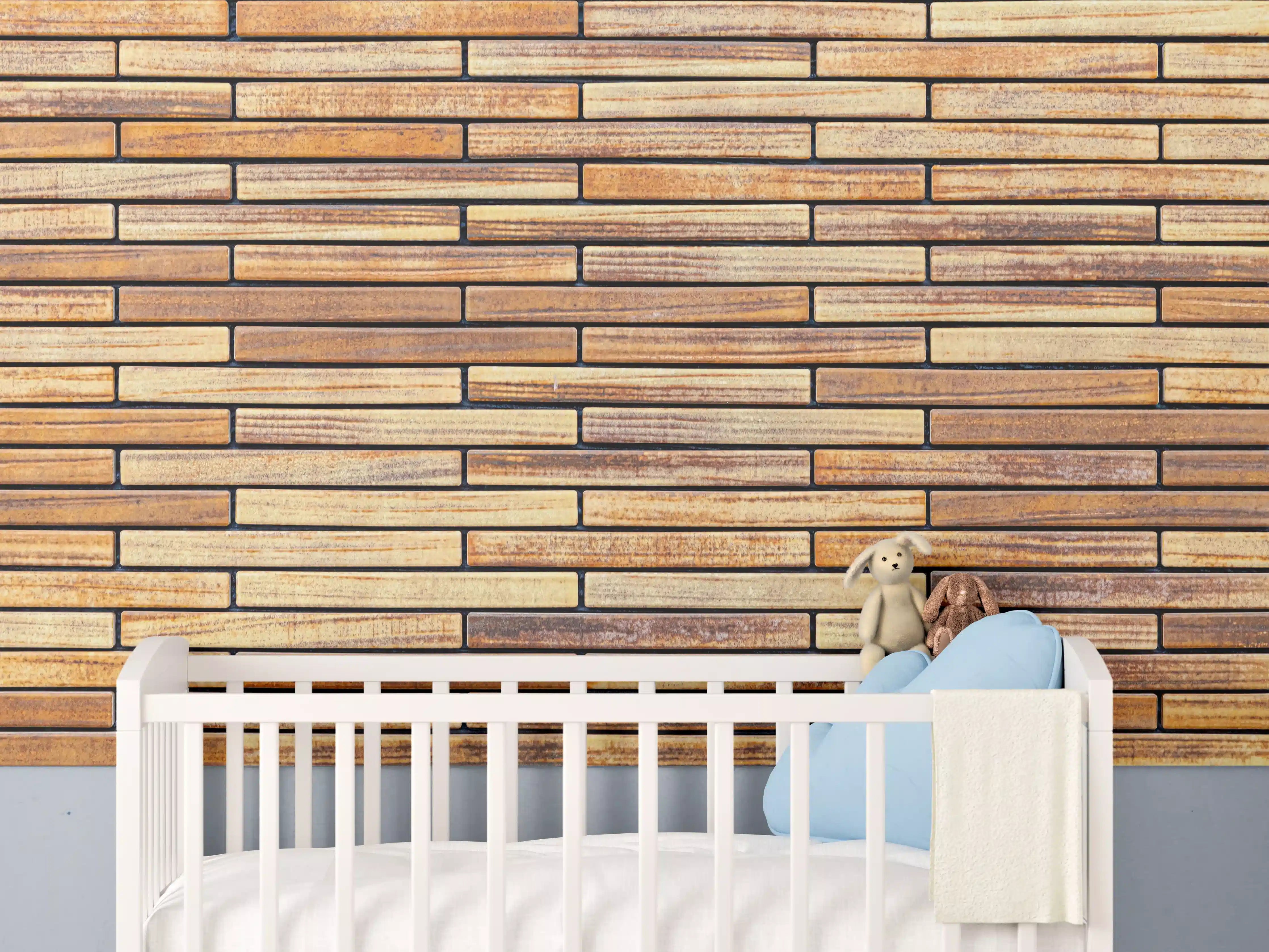 Babyzimmer Wandgestaltung - Brauner Sandstein Ziegelwand Muster