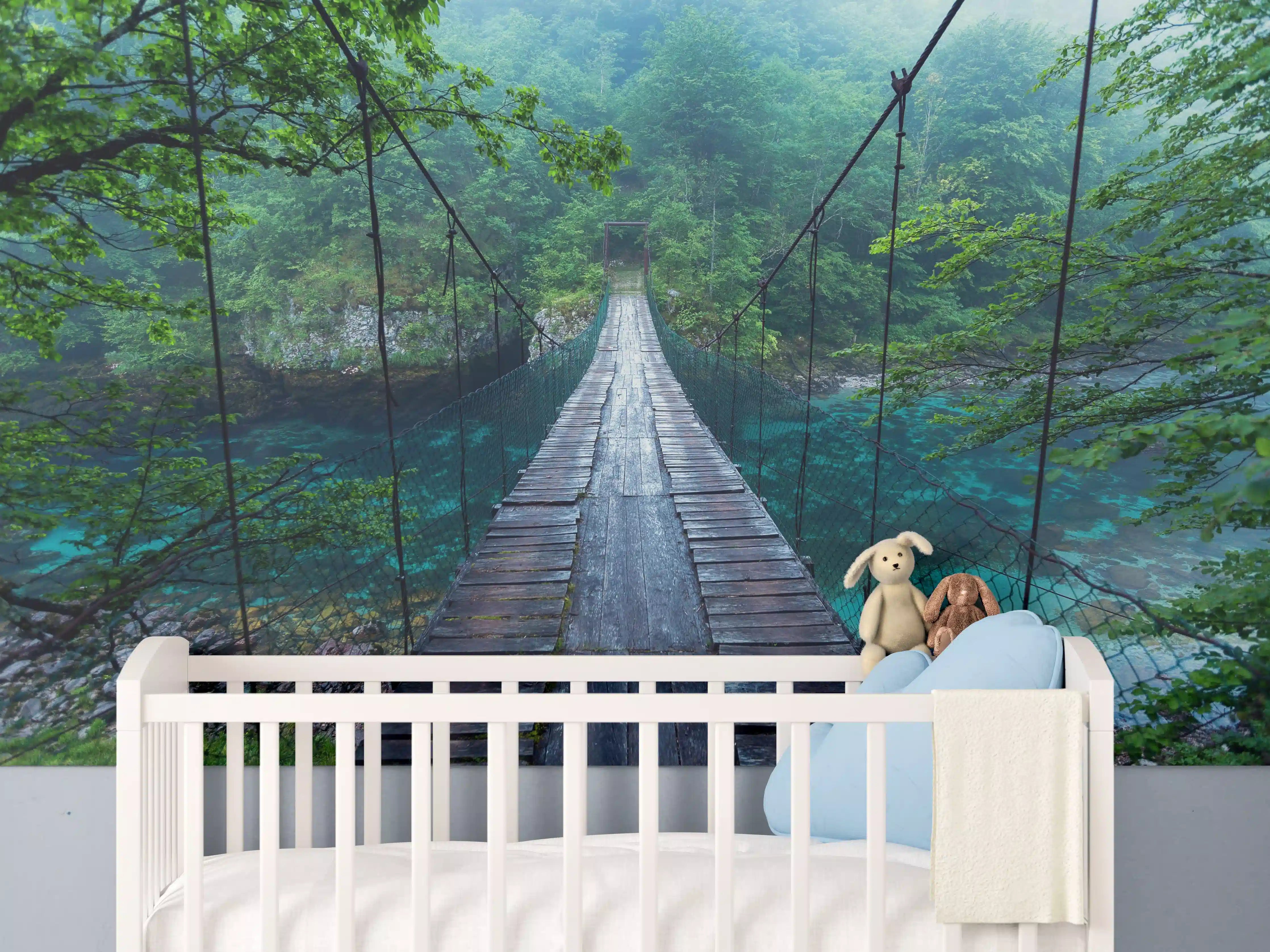 Babyzimmer Wandgestaltung - Brücke über Kristallklarem Fluss
