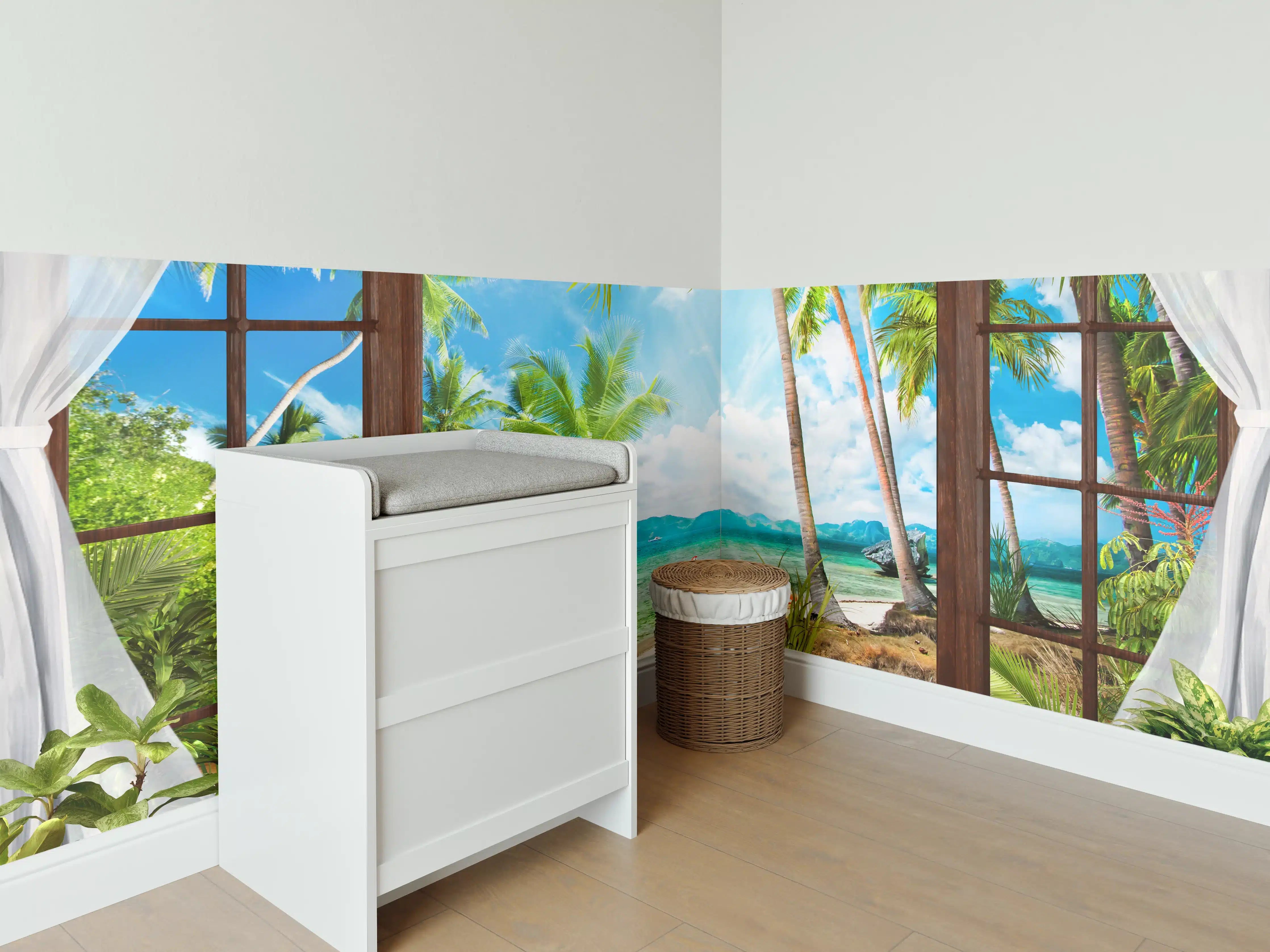 Babyzimmer Wandgestaltung - Bungalow mit Blick aufs Meer