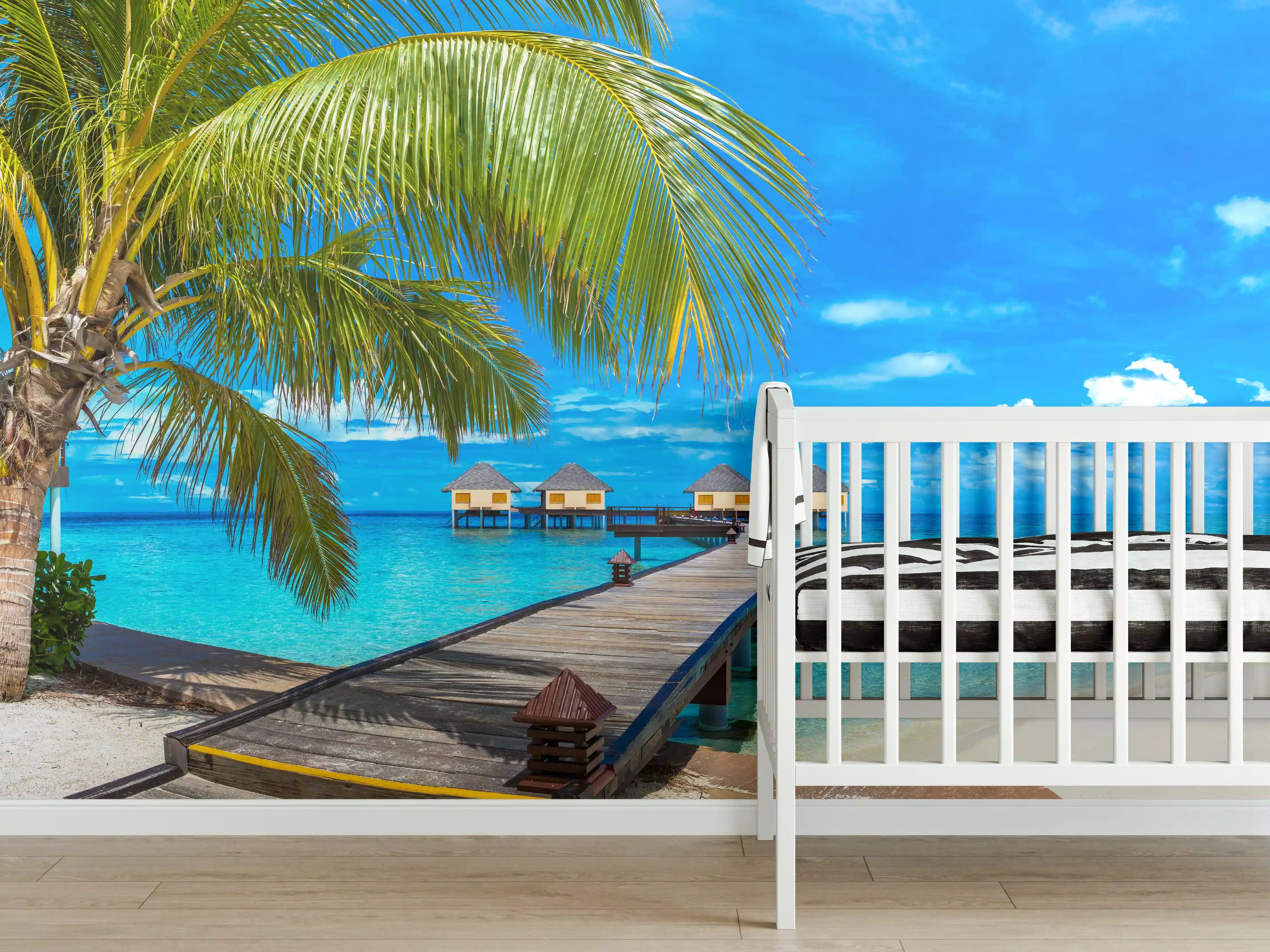 Babyzimmer Wandgestaltung - Bungalows auf den Malediven bei Tag