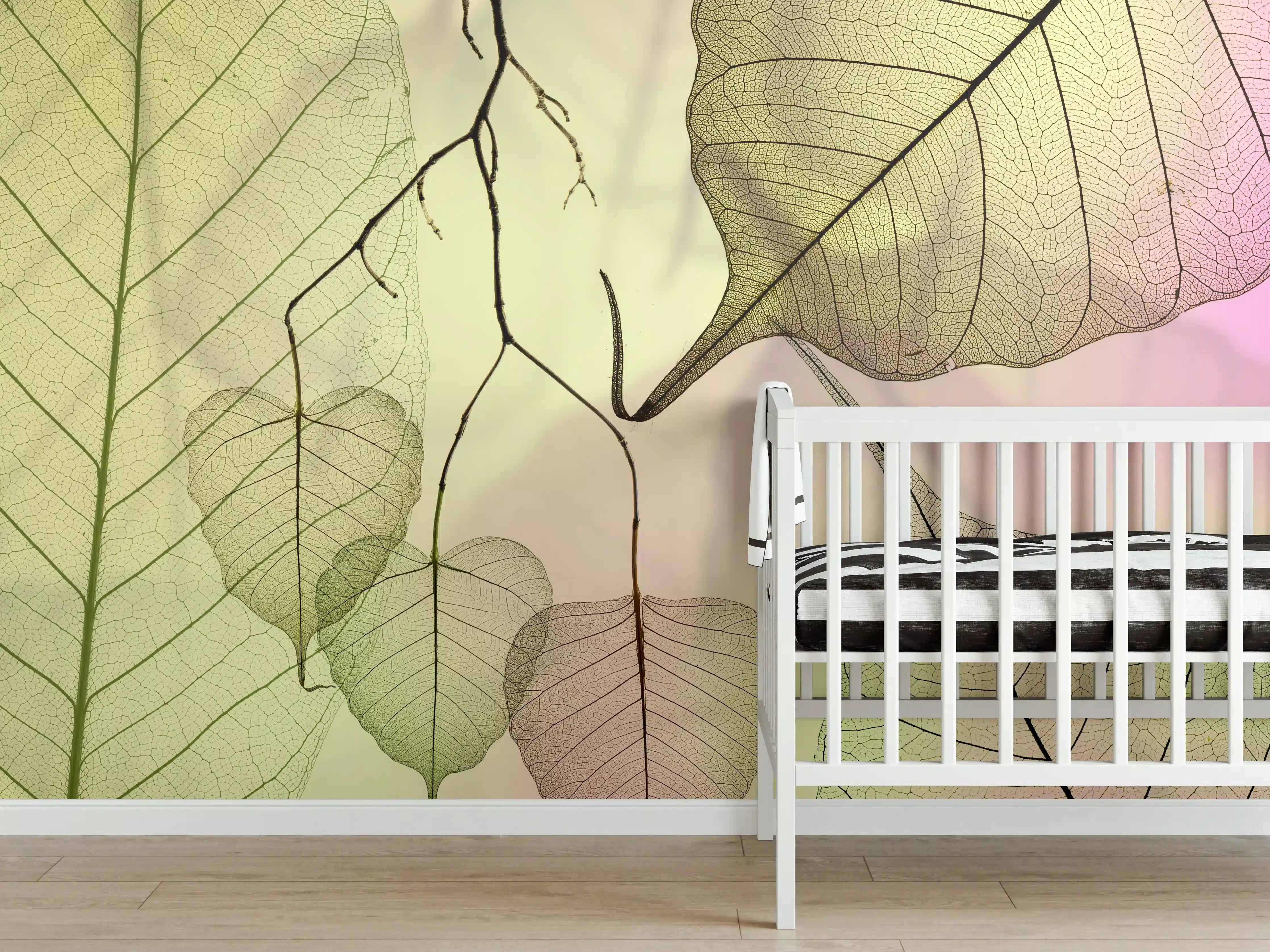 Babyzimmer Wandgestaltung - Bunt Veinige Blatttextur Makro