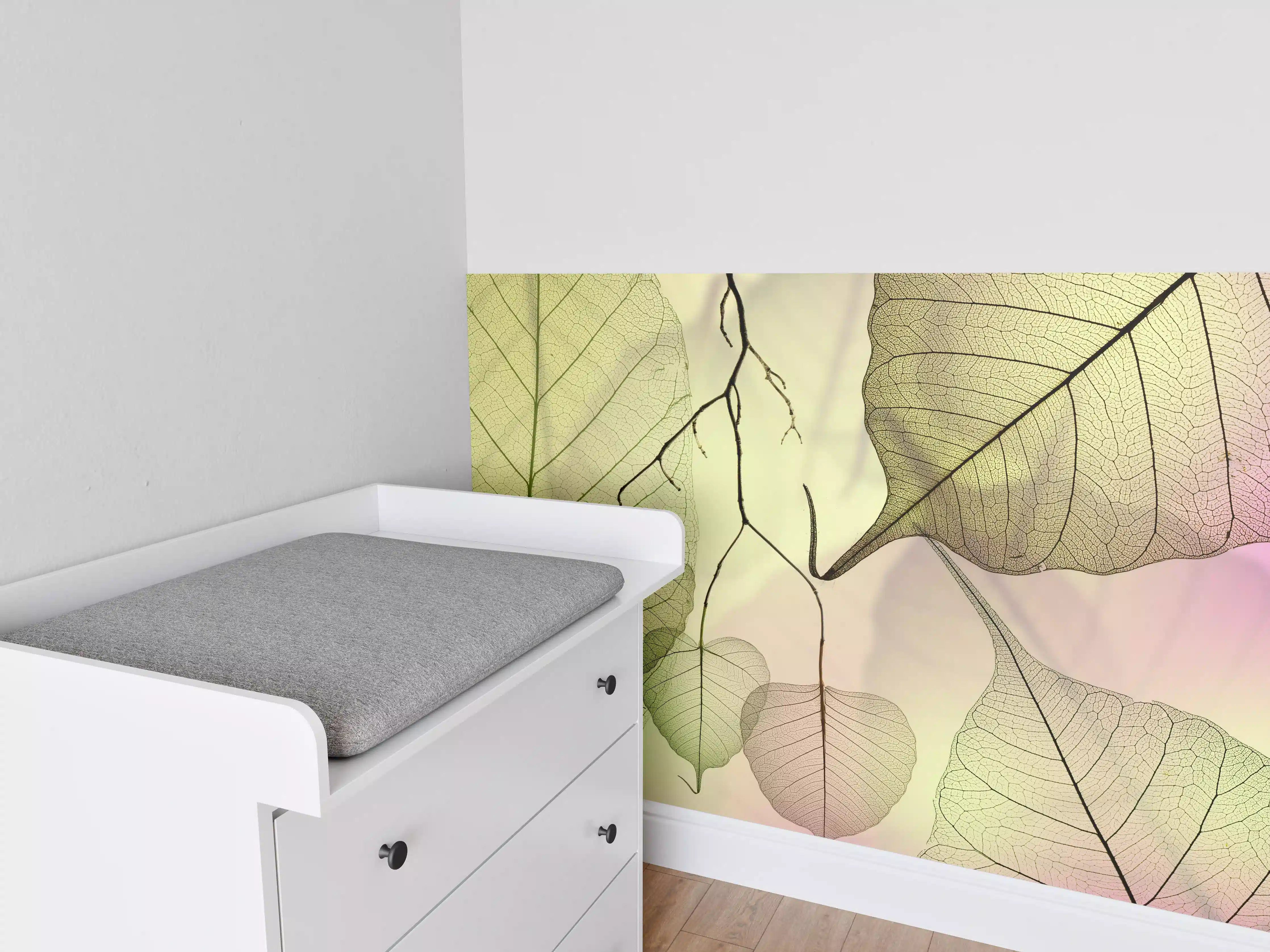 Babyzimmer Wandgestaltung - Bunt Veinige Blatttextur Makro