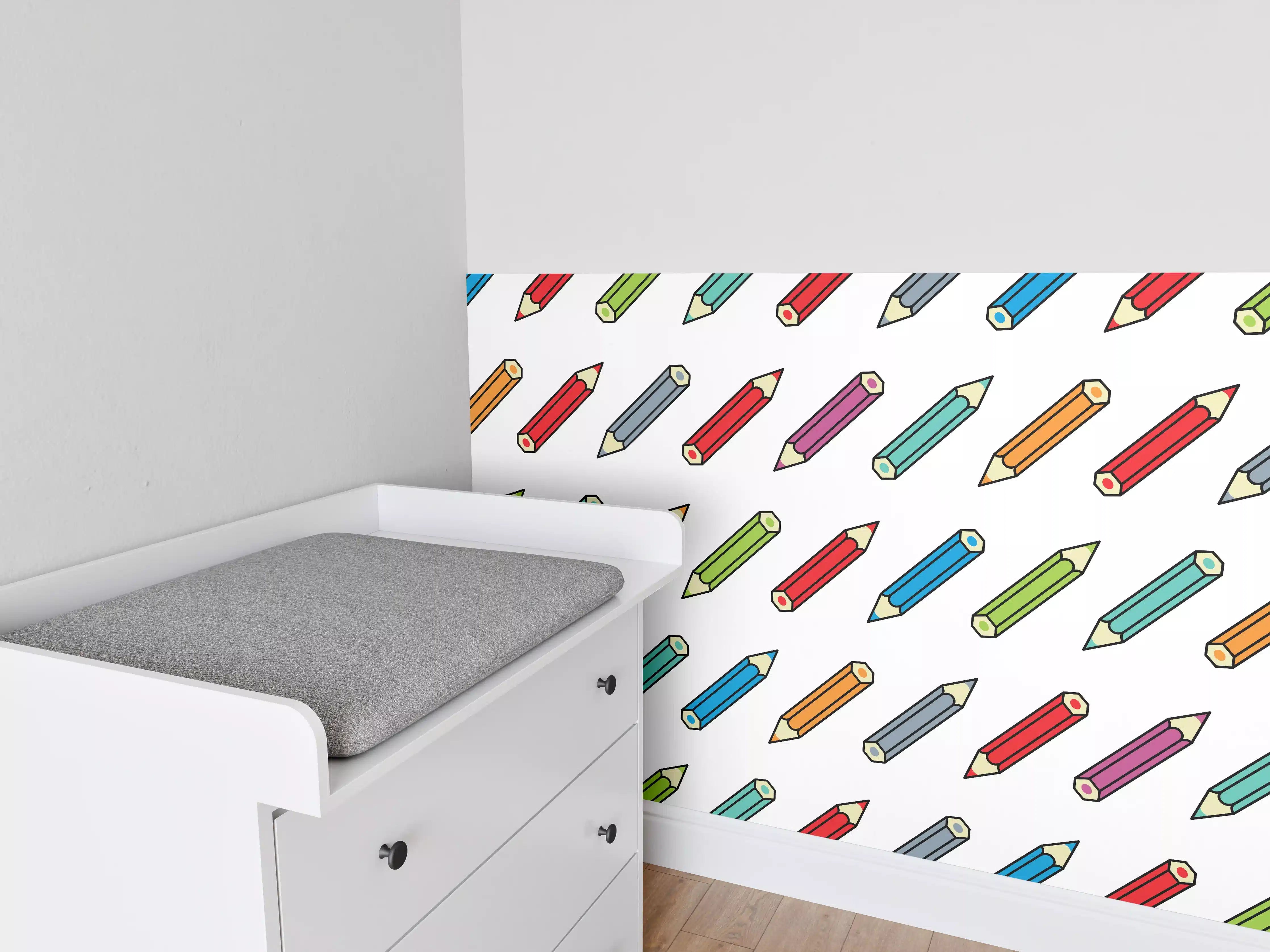 Babyzimmer Wandgestaltung - Bunte Bleistift-Muster Illustration