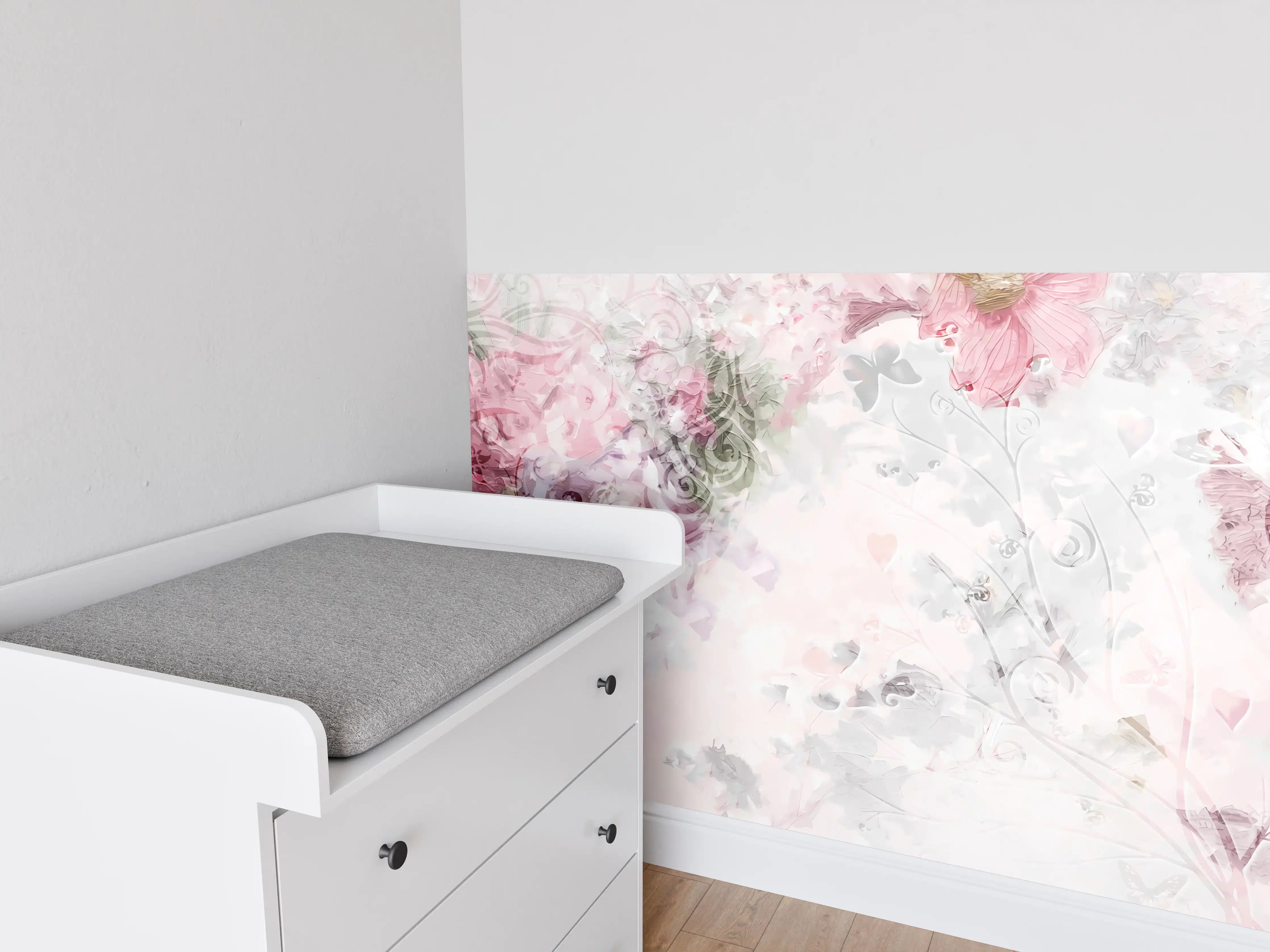 Babyzimmer Wandgestaltung - Bunte Blumen - Pastell Farben