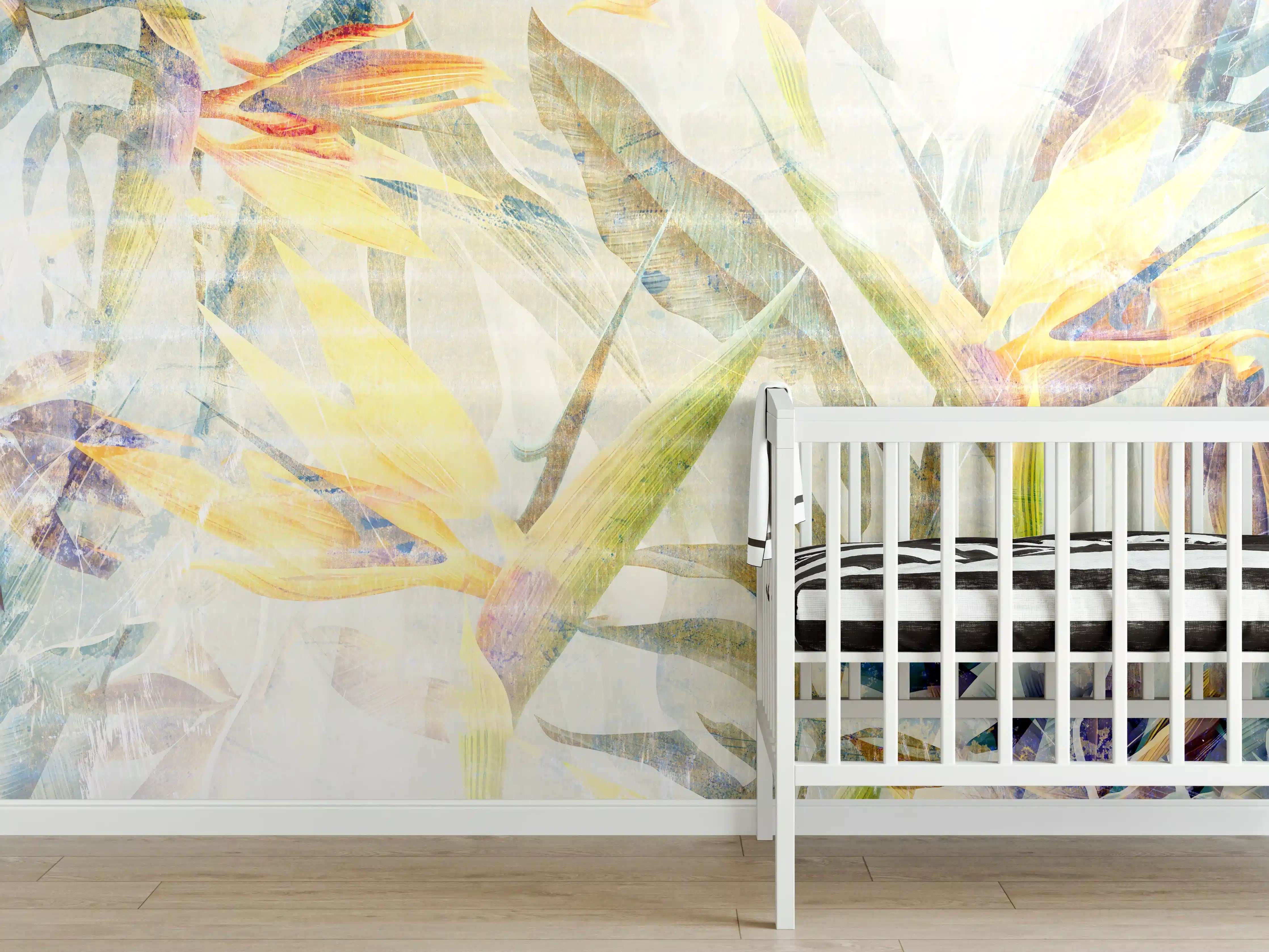 Babyzimmer Wandgestaltung - Bunte Blumen - Portait