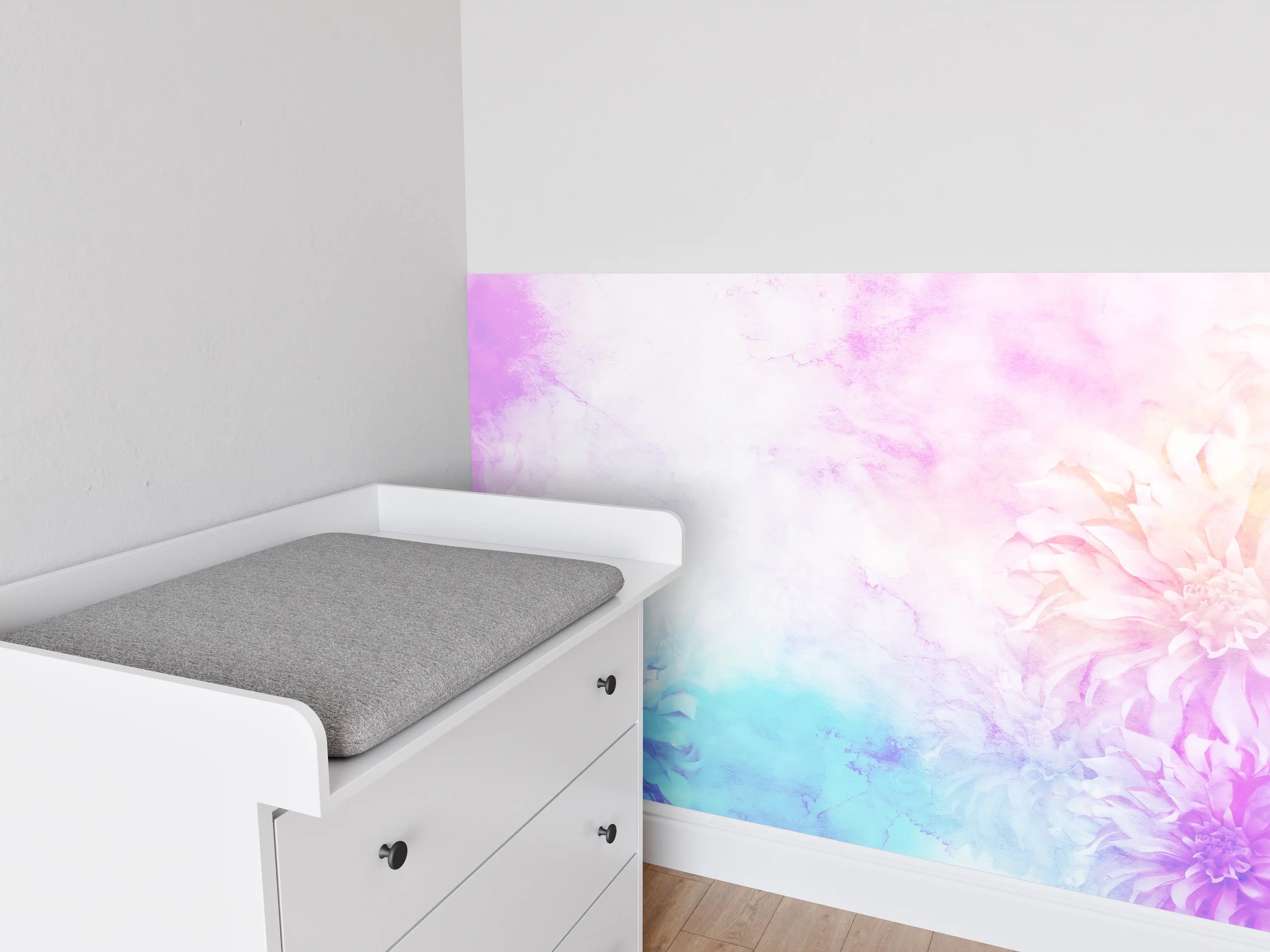 Babyzimmer Wandgestaltung - Bunte Blumen - Portrait