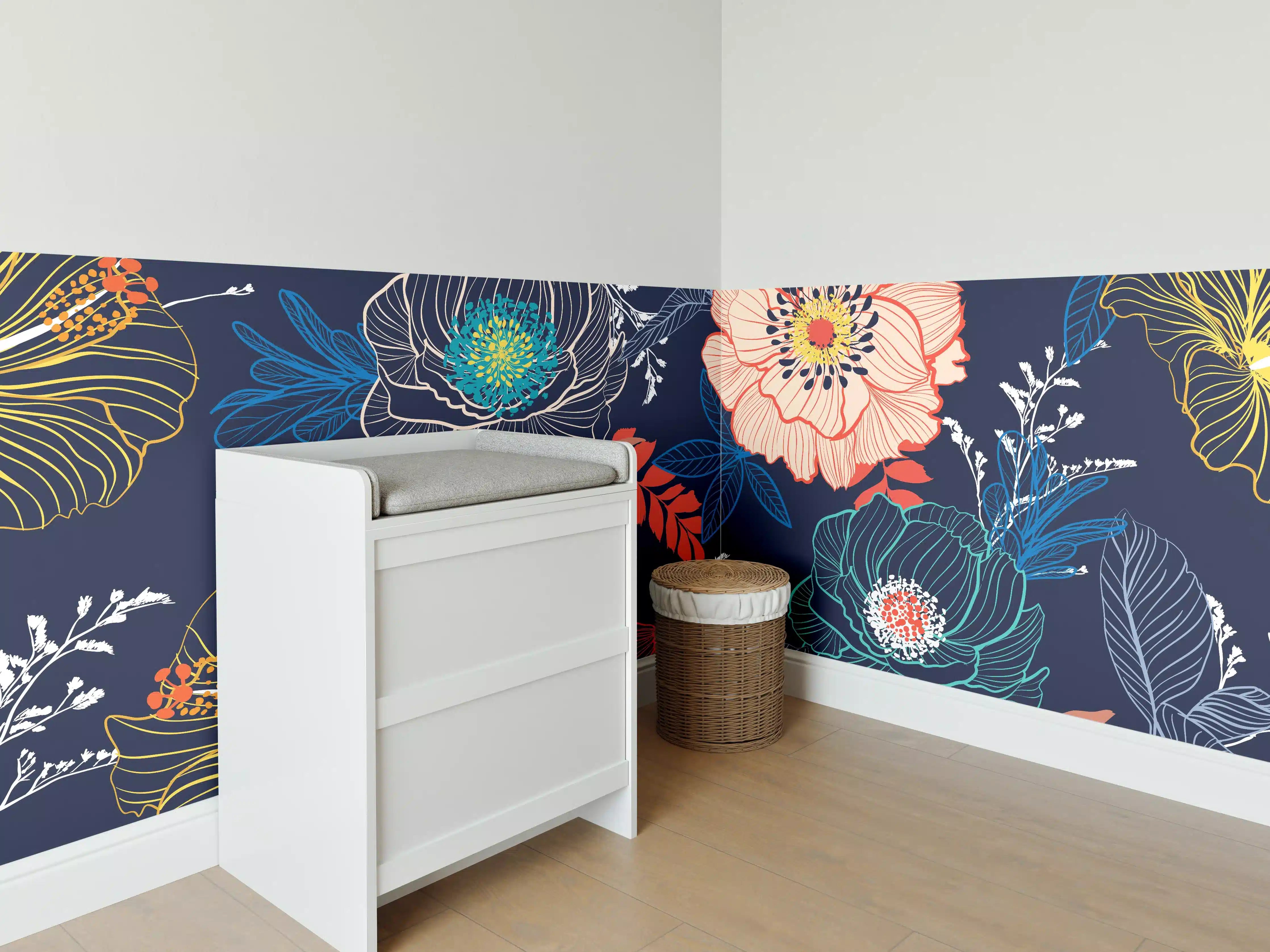 Babyzimmer Wandgestaltung - Bunte Blumenkunst