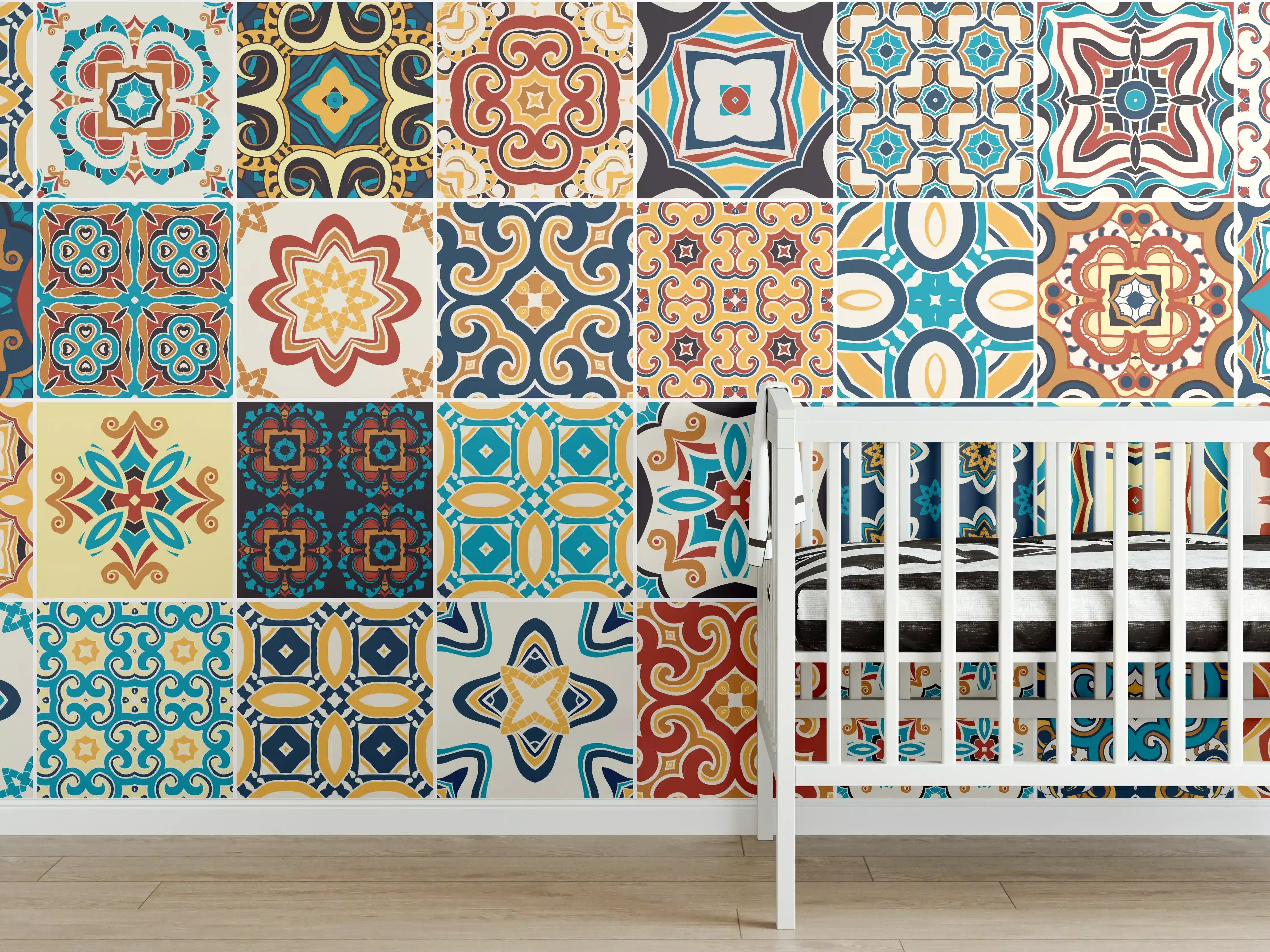 Babyzimmer Wandgestaltung - Bunte Fliesen Mosaik Designs