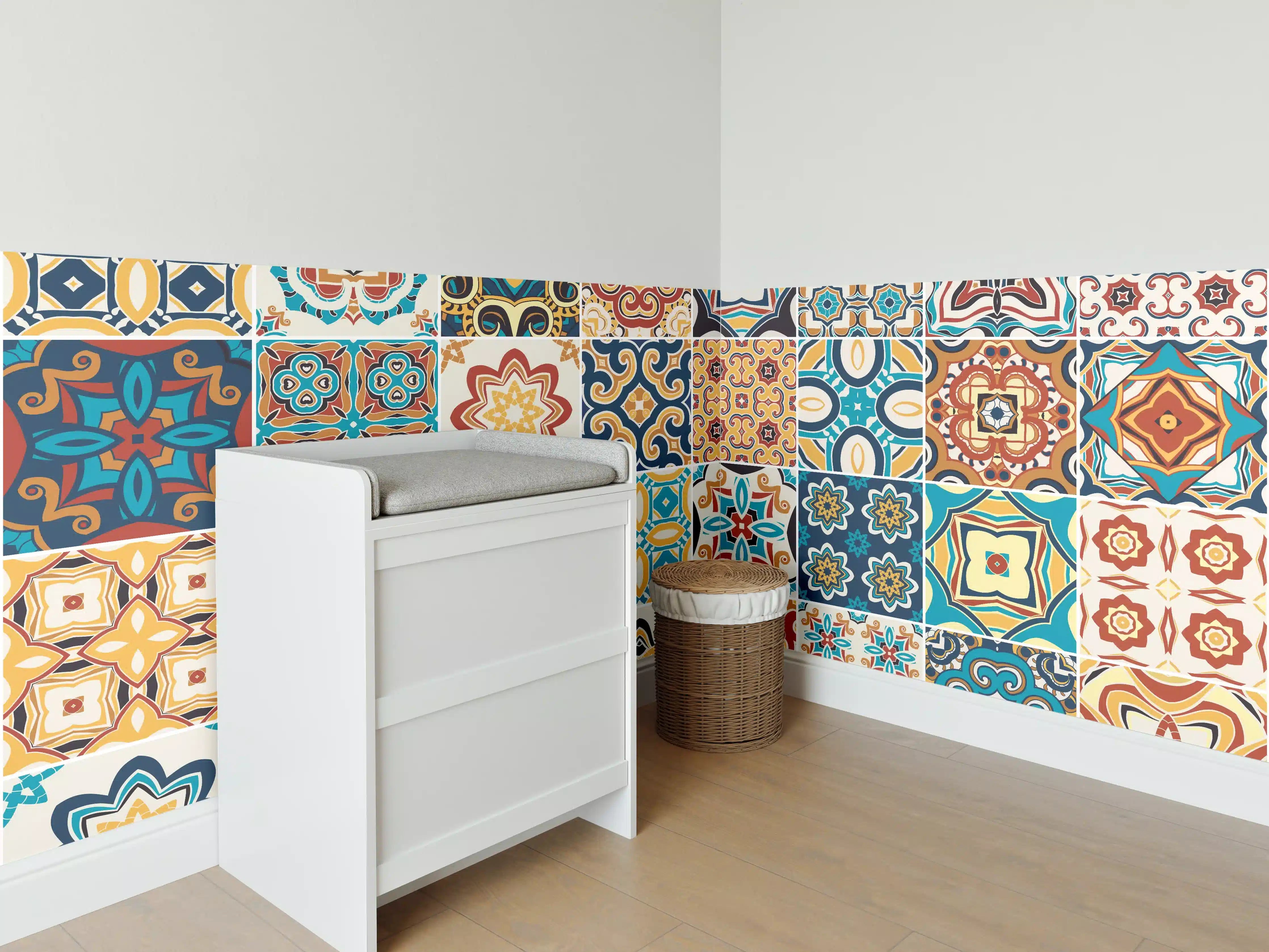 Babyzimmer Wandgestaltung - Bunte Fliesen Mosaik Designs