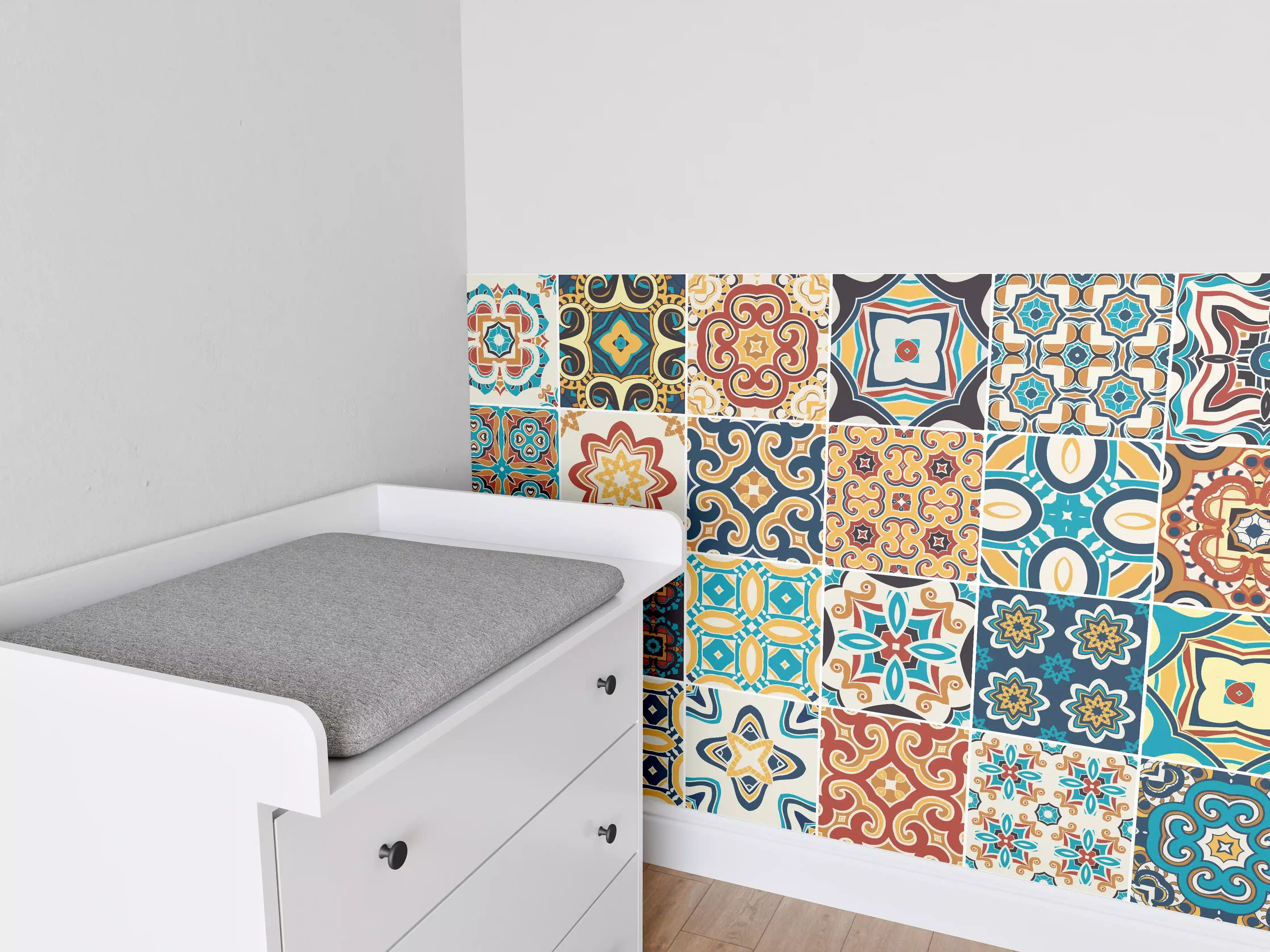 Babyzimmer Wandgestaltung - Bunte Fliesen Mosaik Designs