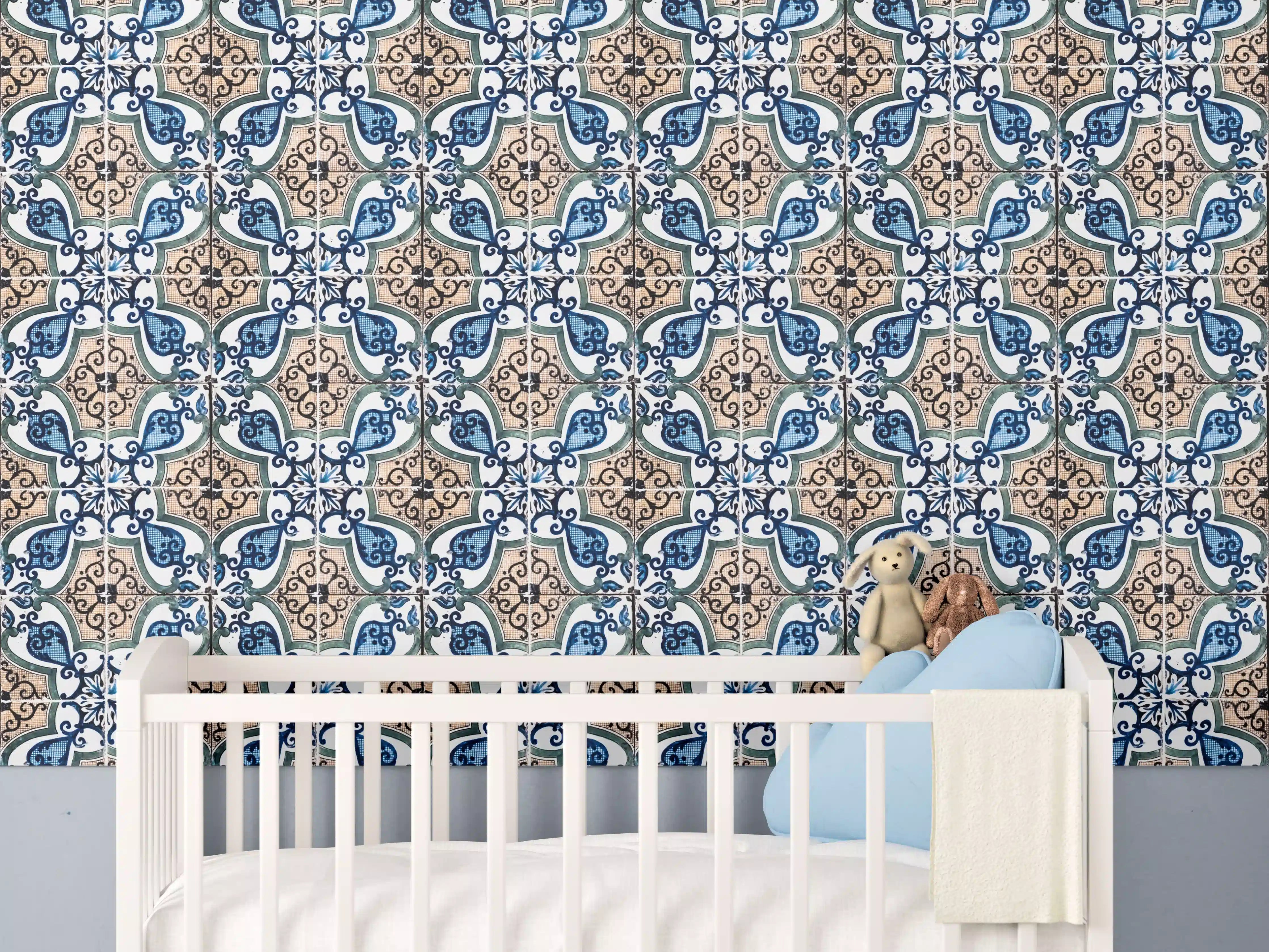 Babyzimmer Wandgestaltung - Bunte Fliesenmuster mit orientalischem Design