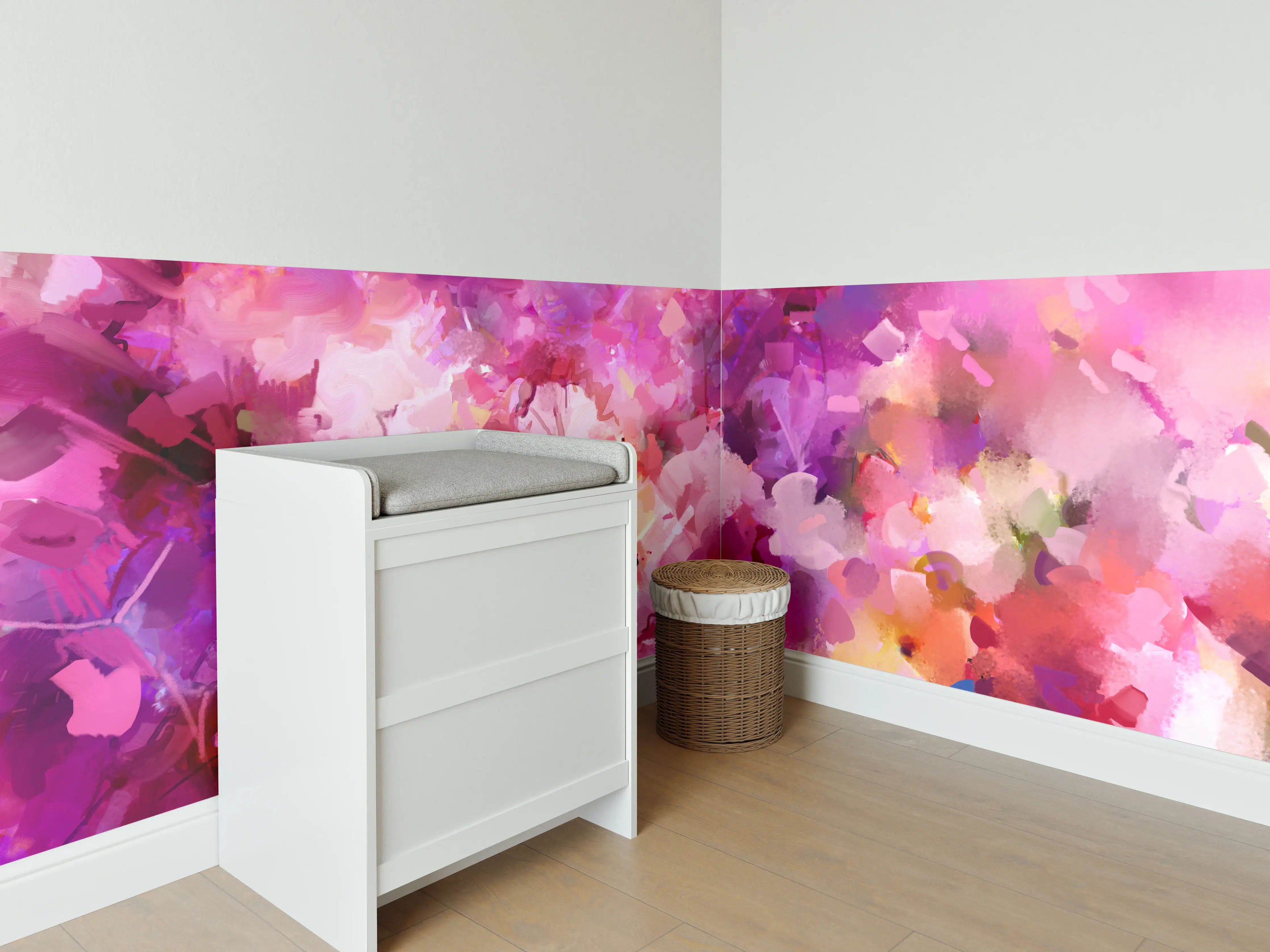 Babyzimmer Wandgestaltung - Bunte Frühlingsblumen Malerei