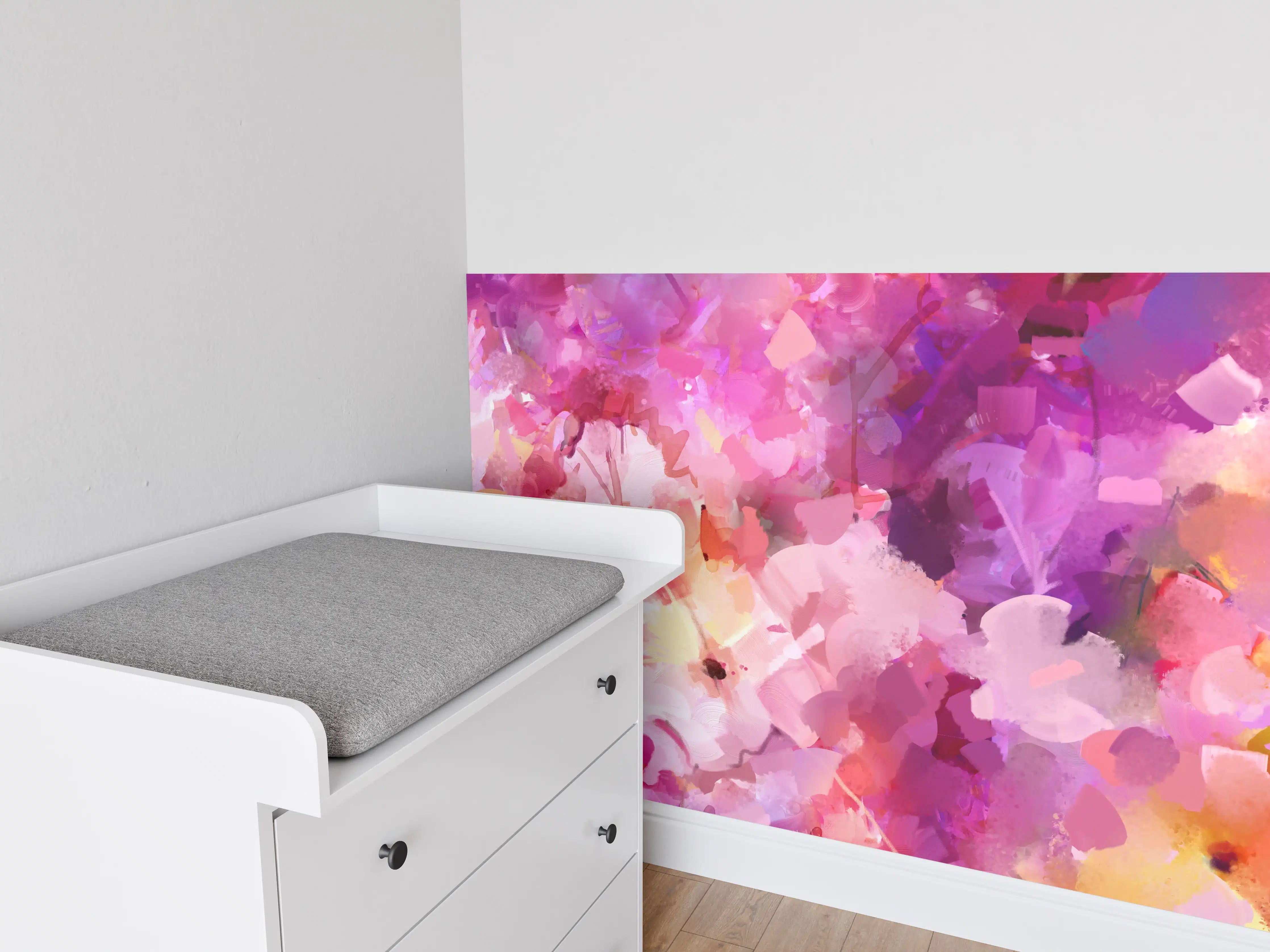 Babyzimmer Wandgestaltung - Bunte Frühlingsblumen Malerei