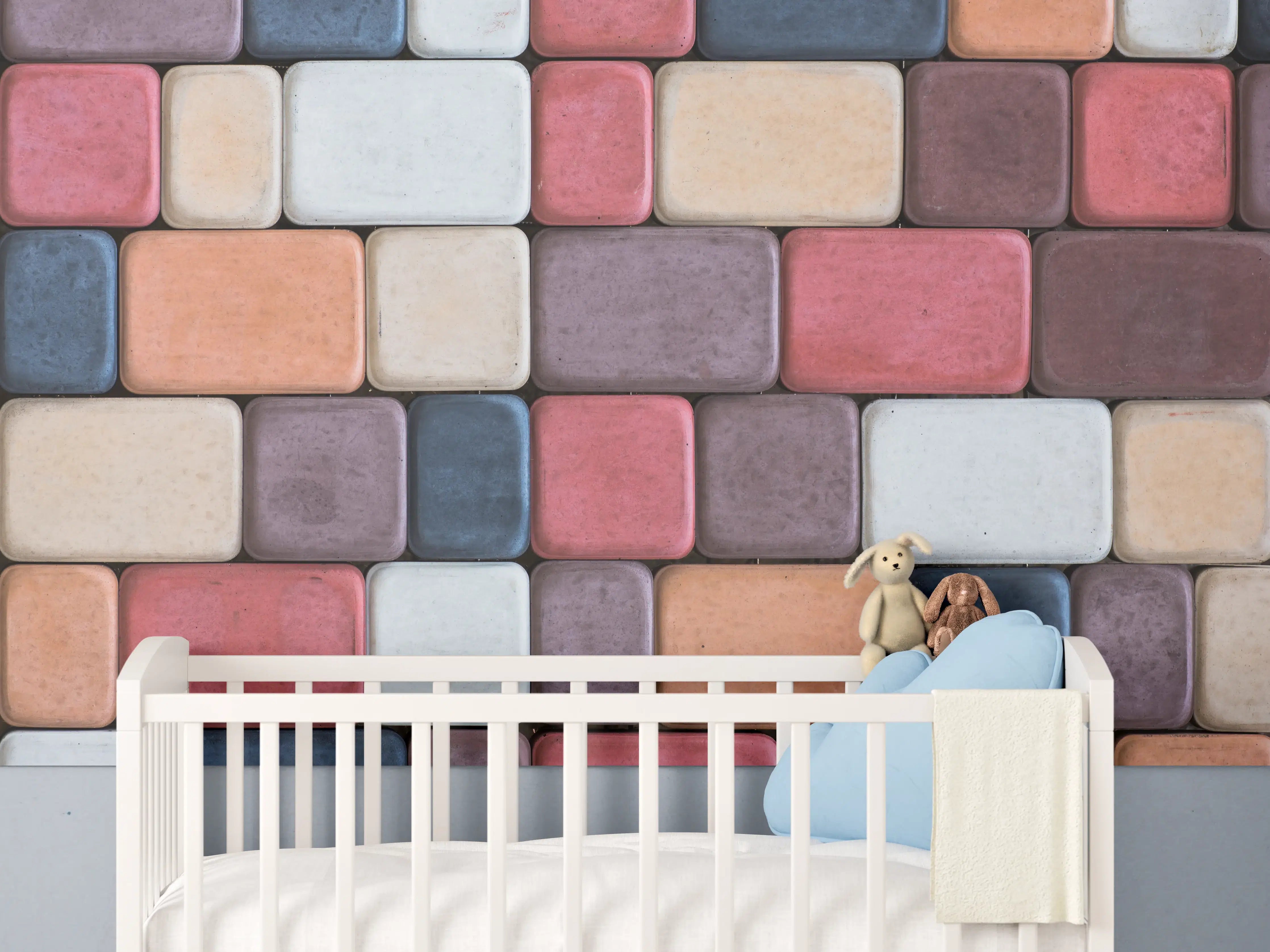 Babyzimmer Wandgestaltung - Bunte Geometrische Fliesen