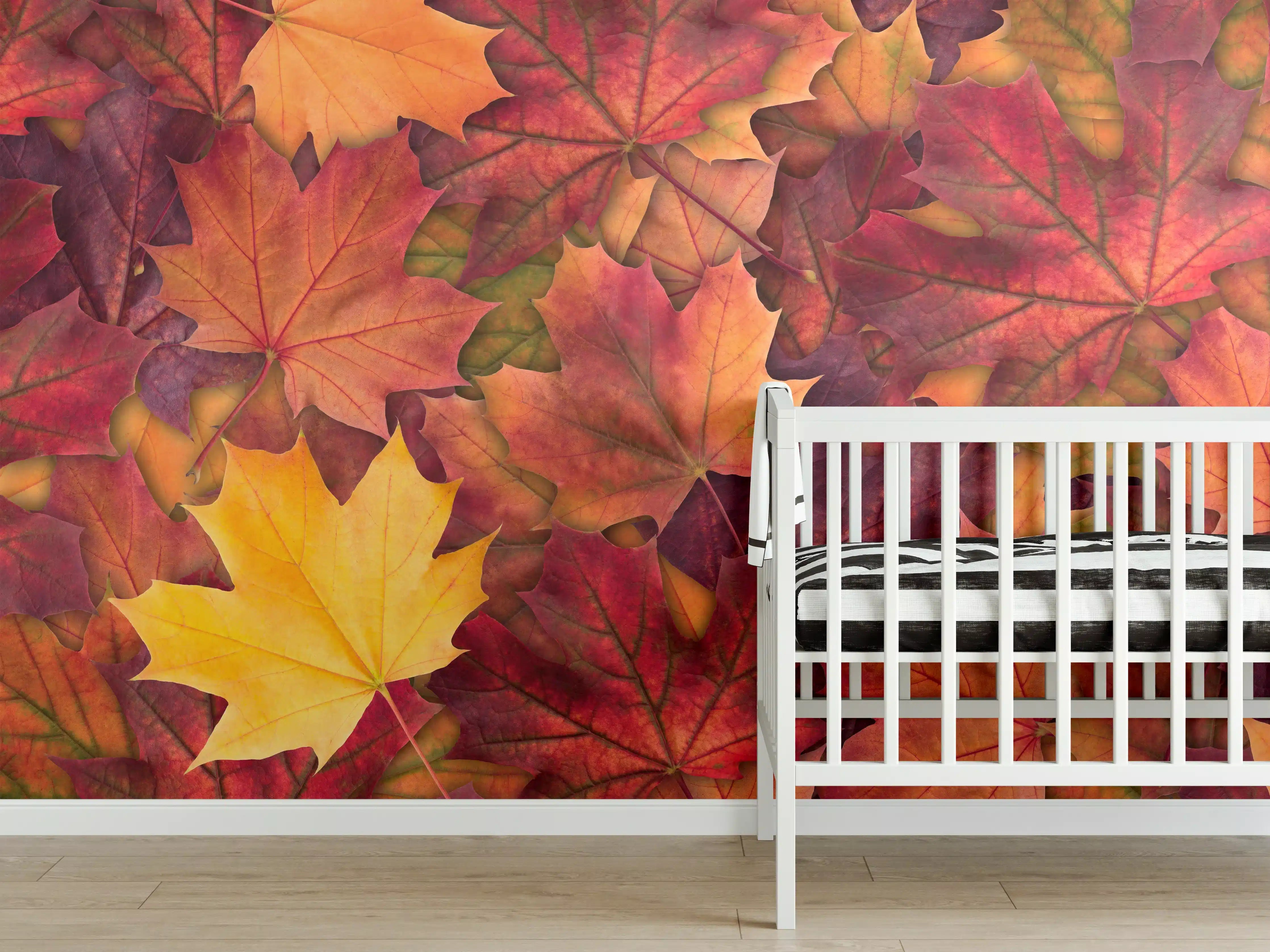 Babyzimmer Wandgestaltung - Bunte Herbst Ahornbaum Blätter