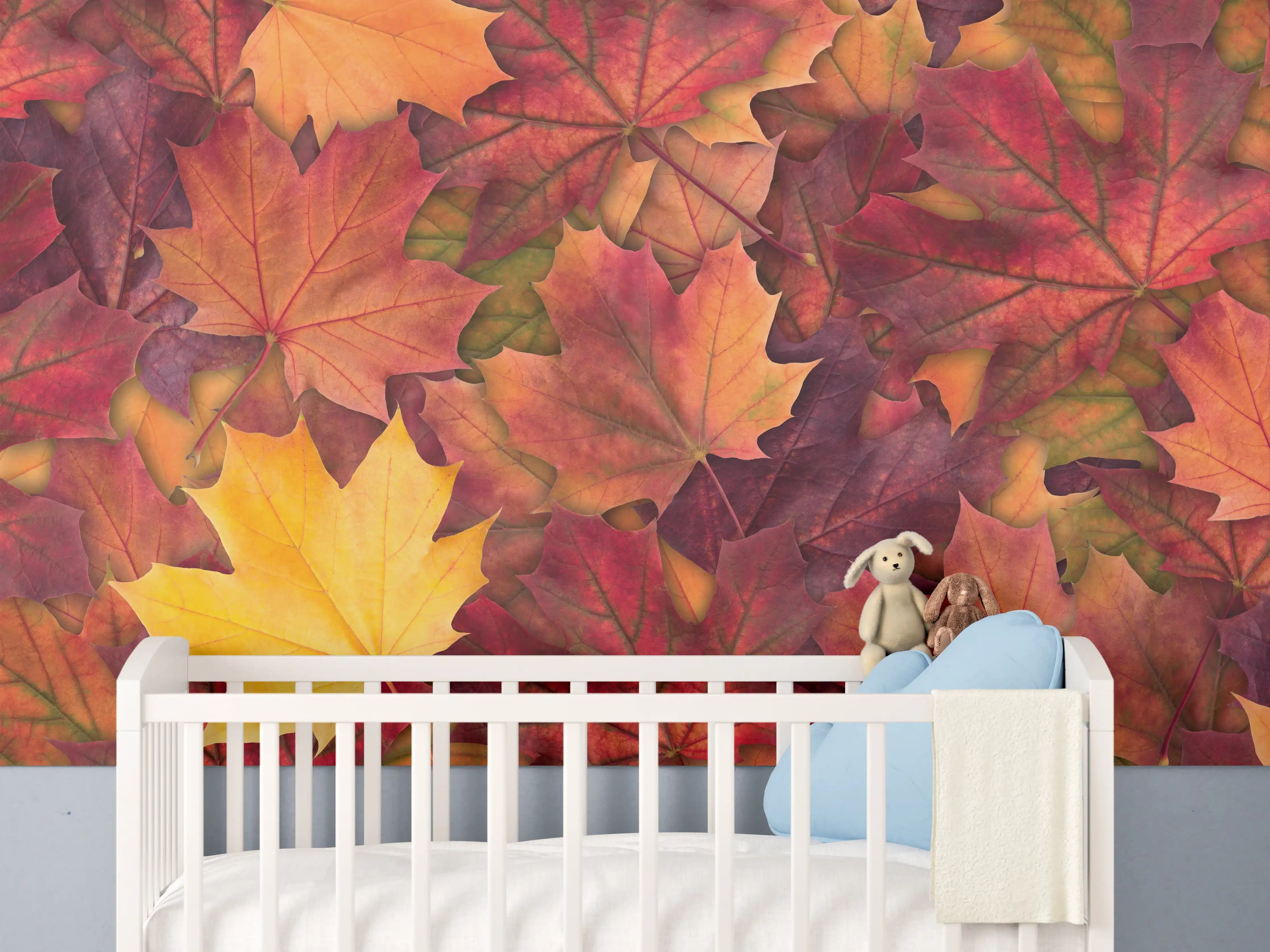 Babyzimmer Wandgestaltung - Bunte Herbst Ahornbaum Blätter