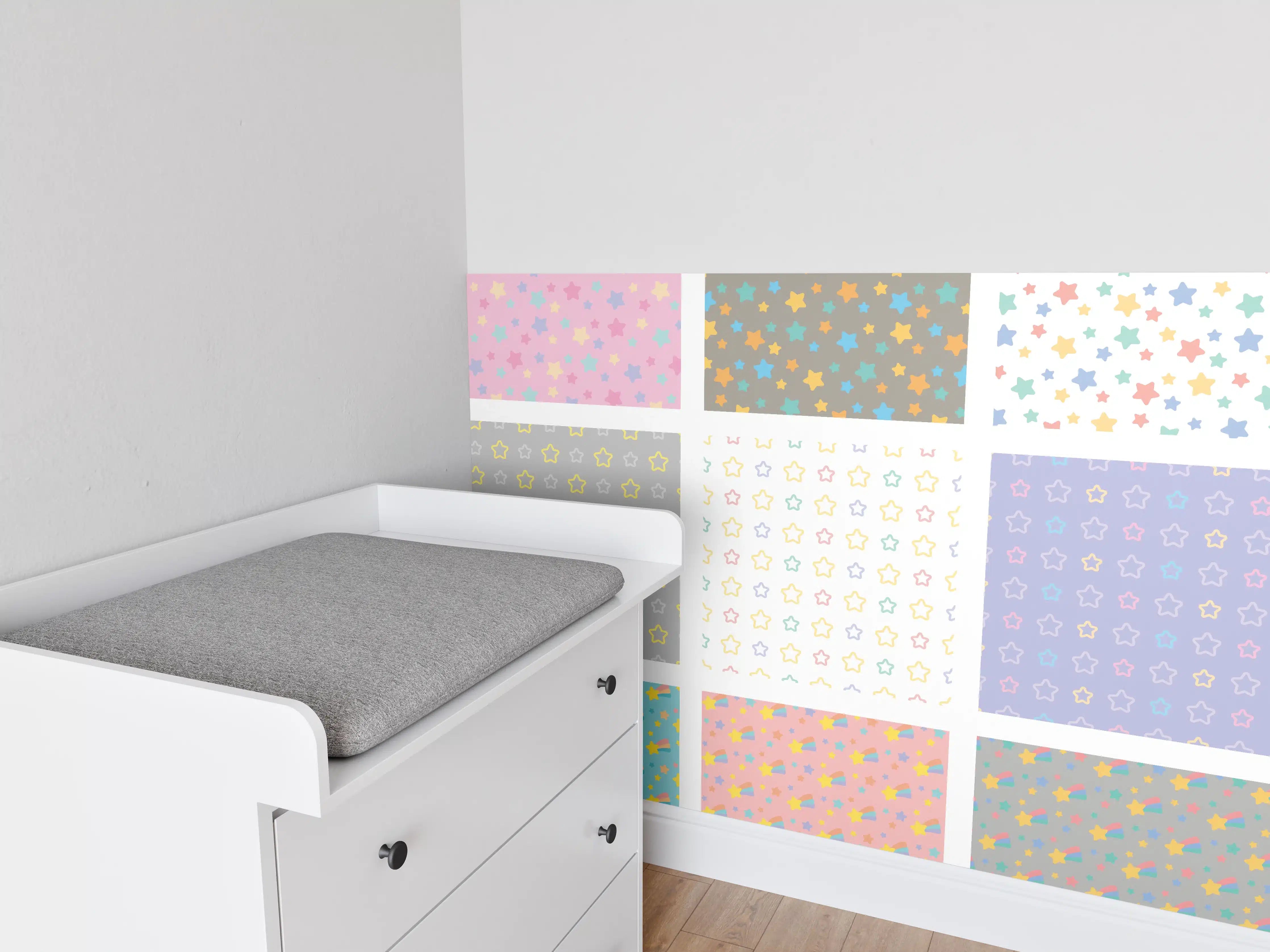 Babyzimmer Wandgestaltung - Bunte Sternmuster Vielfalt