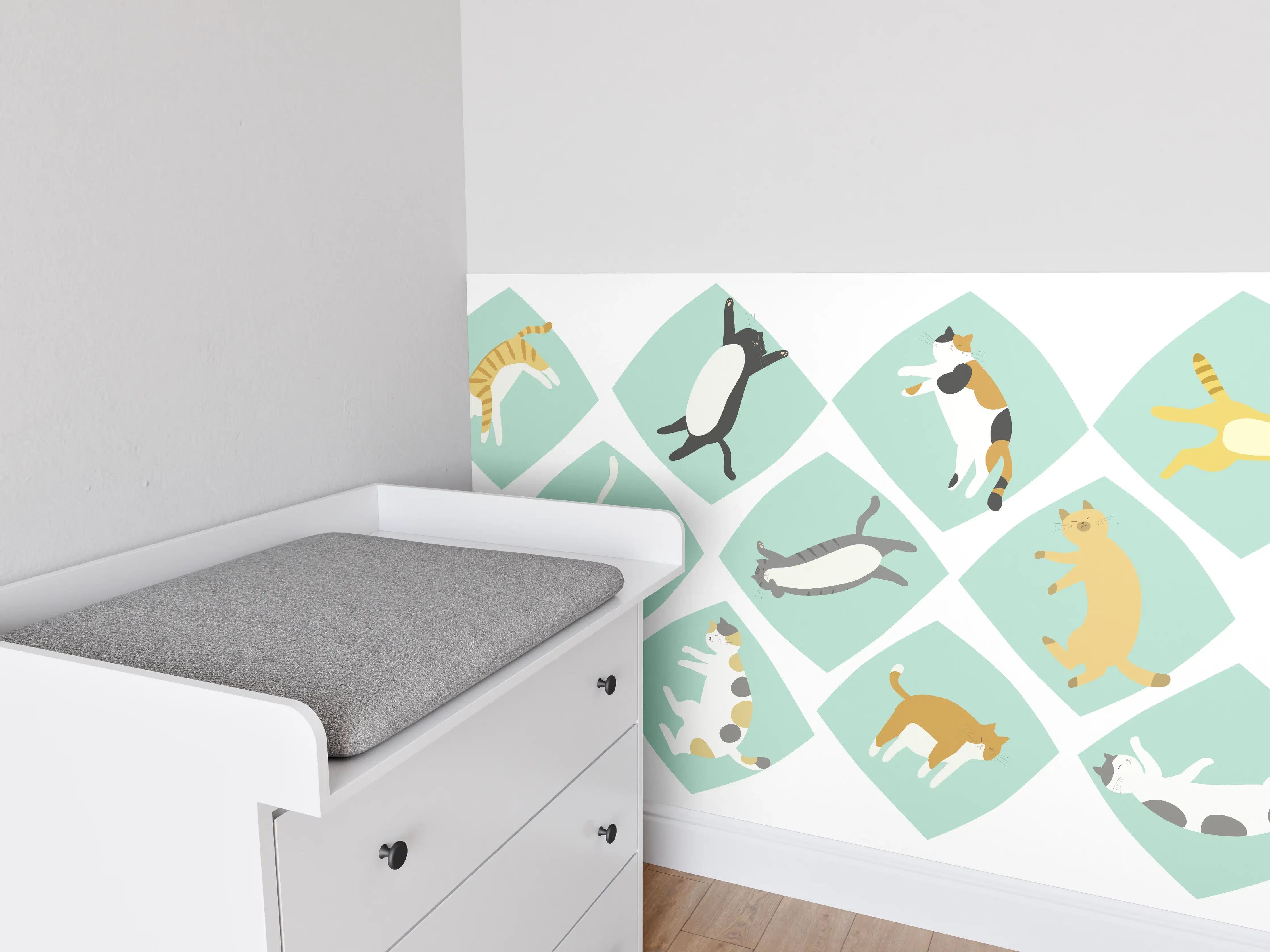Babyzimmer Wandgestaltung - Bunte Tierillustrationen Muster