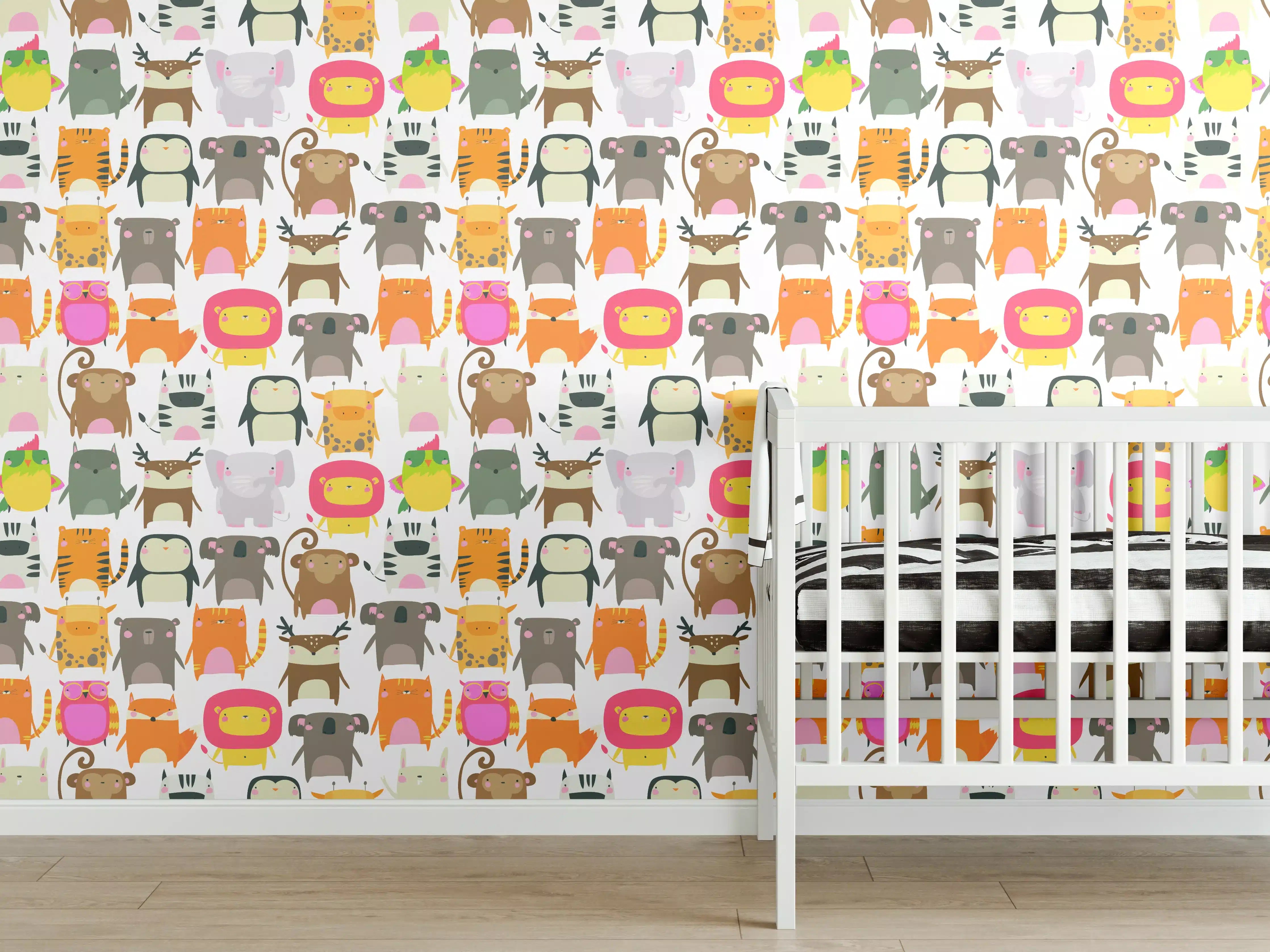 Babyzimmer Wandgestaltung - Bunte Tiermischung zur Kinderzimmergestaltung