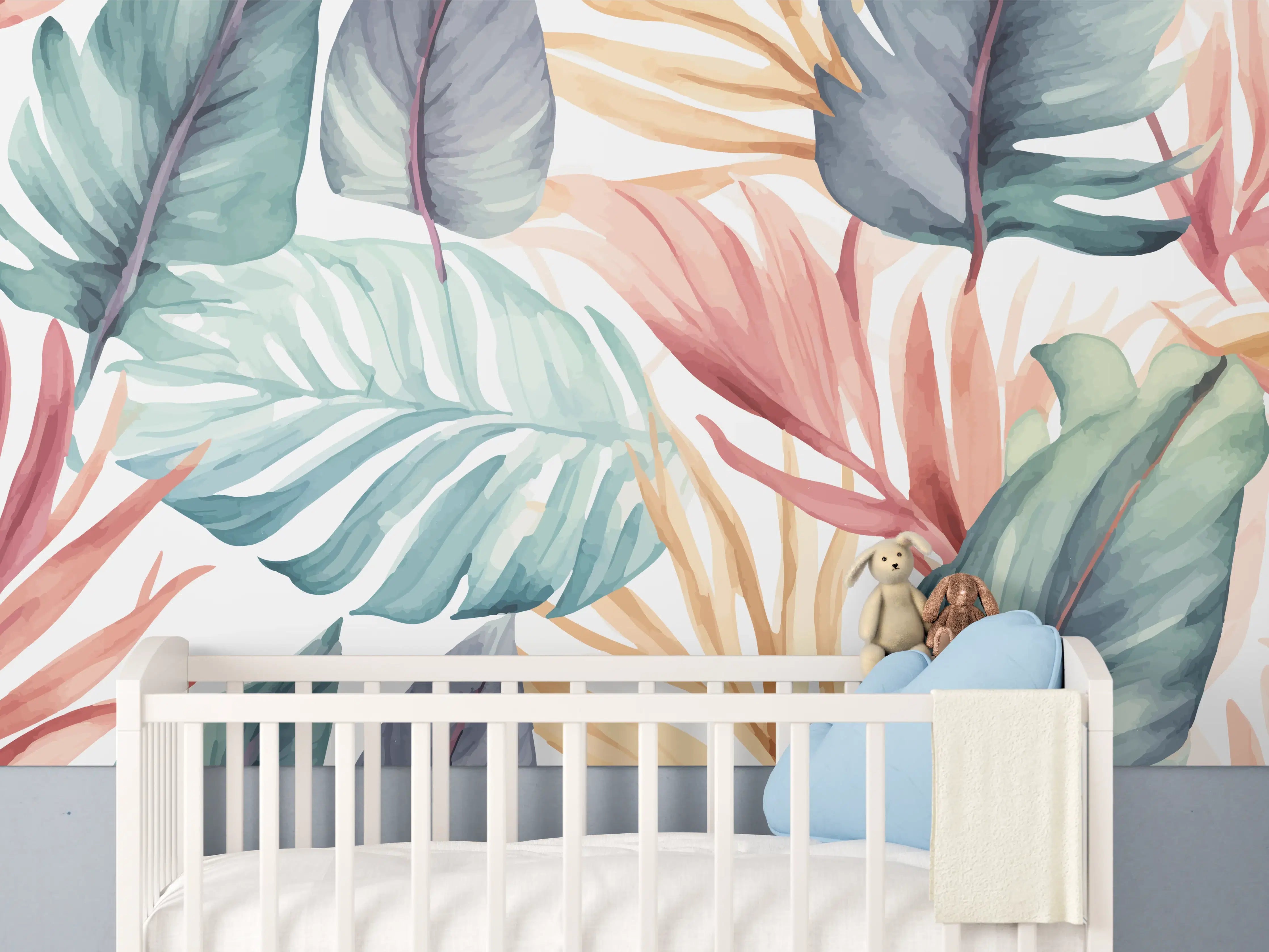 Babyzimmer Wandgestaltung - Bunte Wasserpflanzen im Wasser