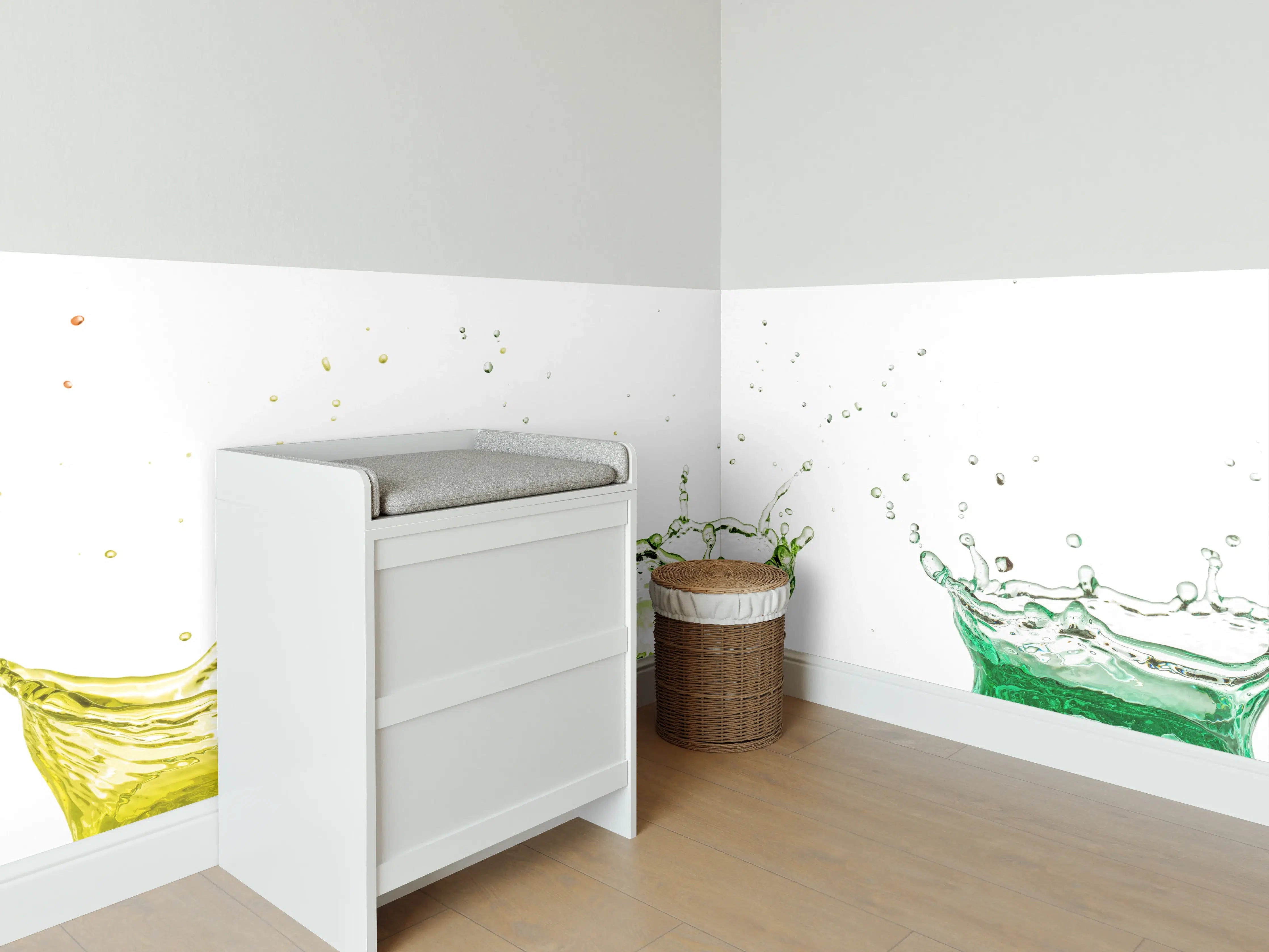 Babyzimmer Wandgestaltung - Bunte Wasserspritzer