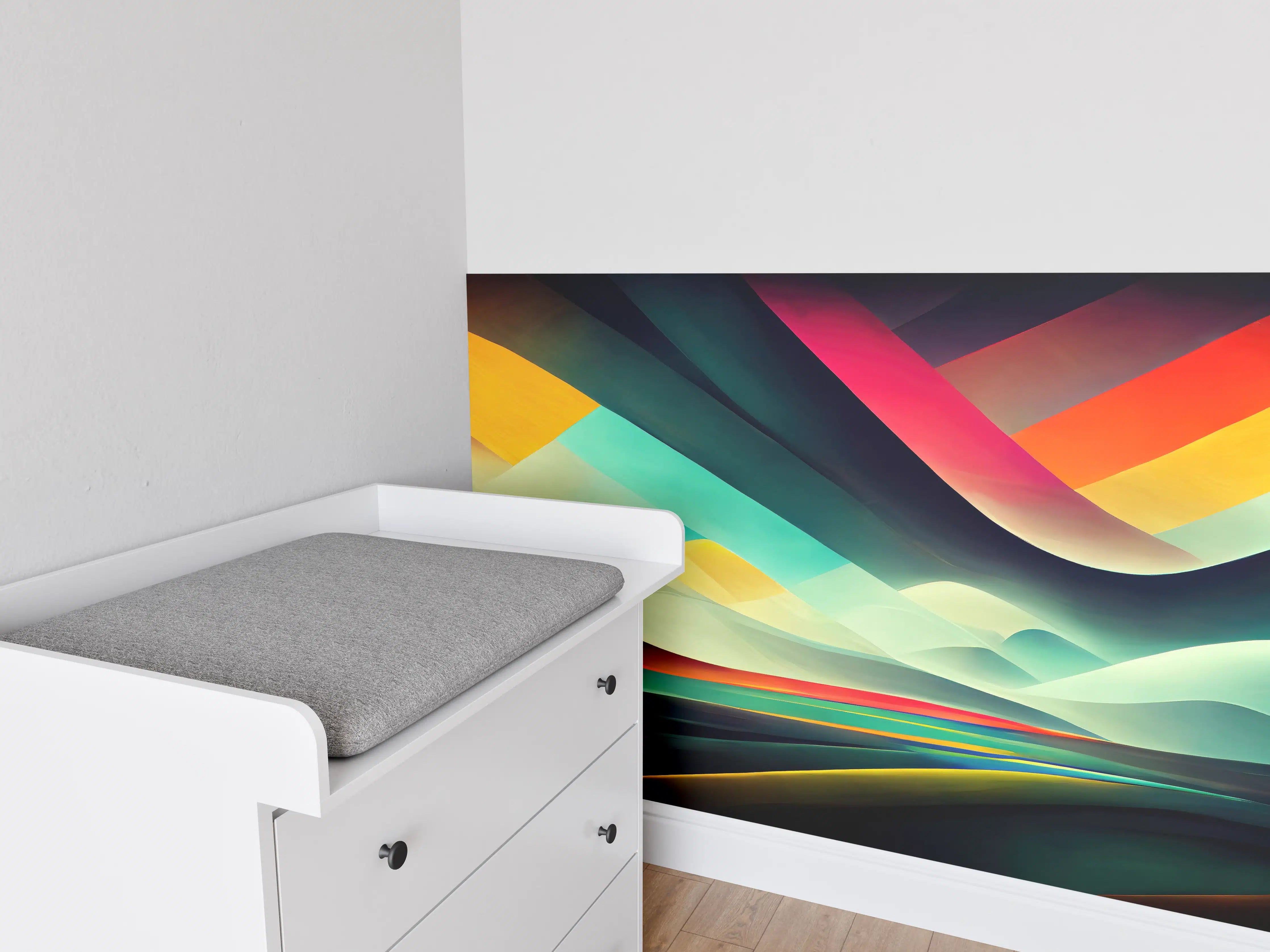 Babyzimmer Wandgestaltung - Bunte dynamische Linien Textur