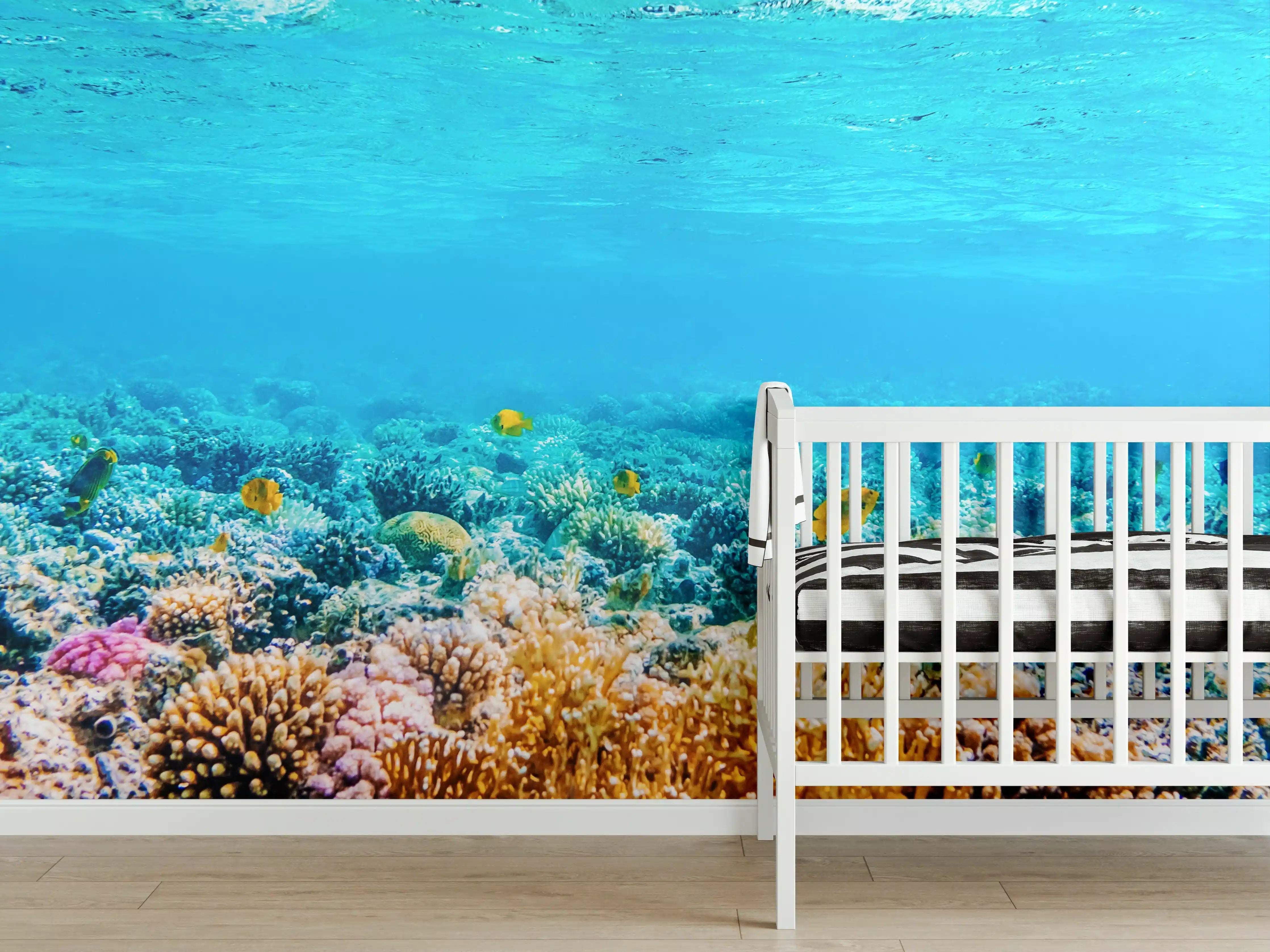 Babyzimmer Wandgestaltung - Bunter Korallenriff unter Wasser