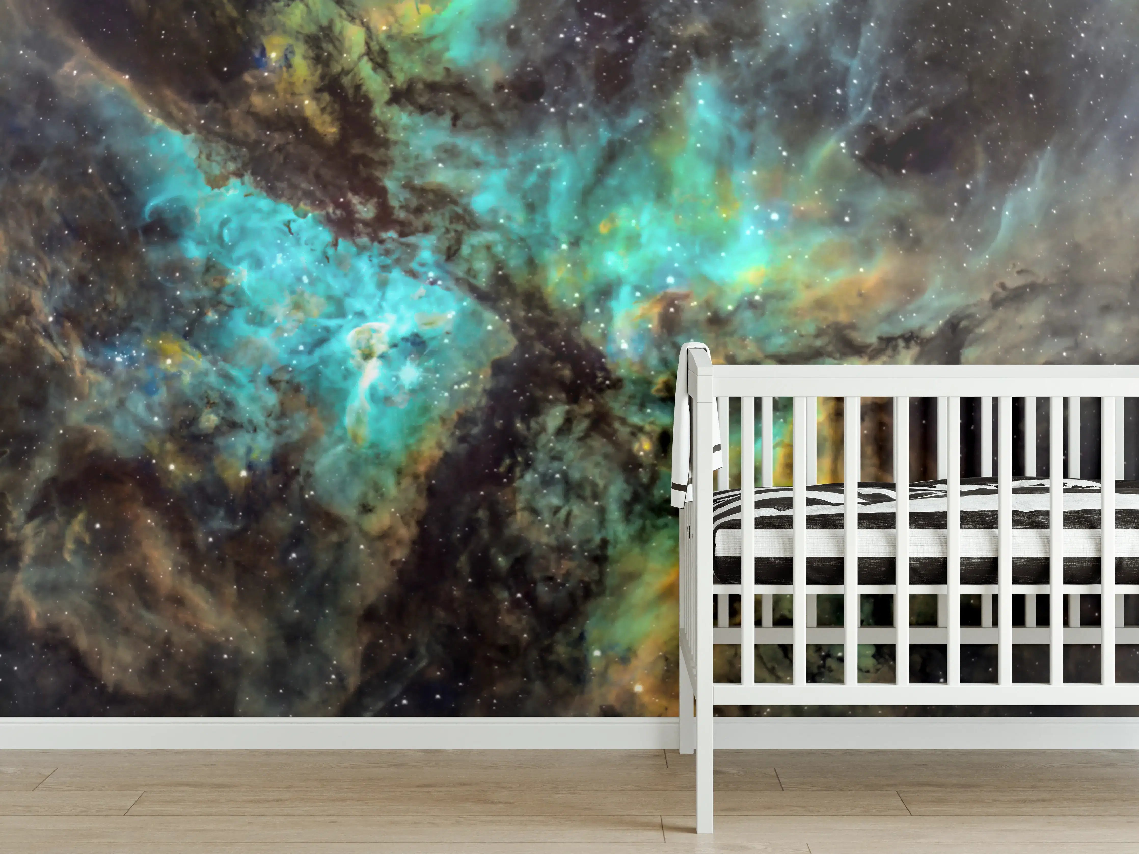 Babyzimmer Wandgestaltung - Bunter Sternenhimmel