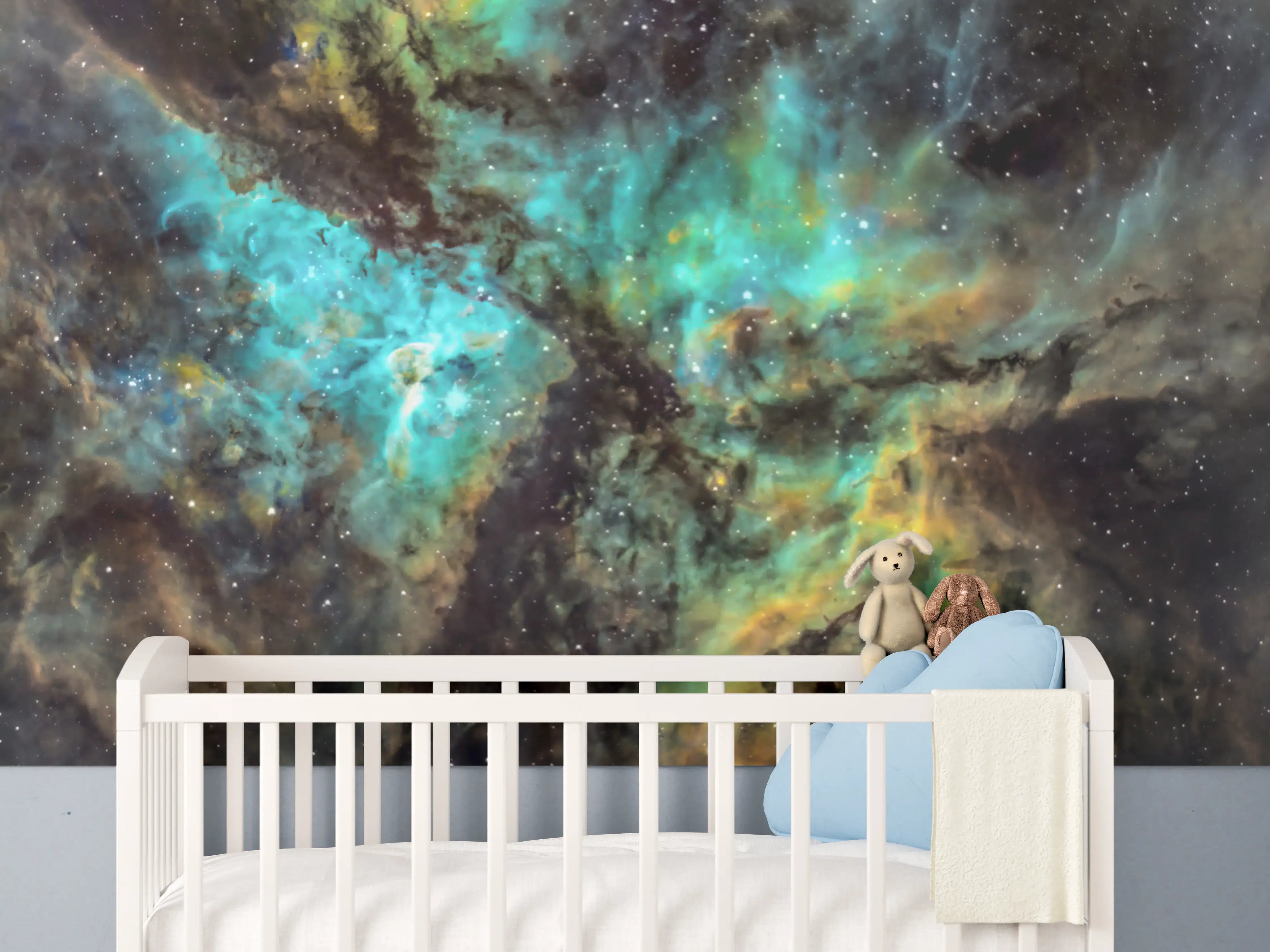 Babyzimmer Wandgestaltung - Bunter Sternenhimmel