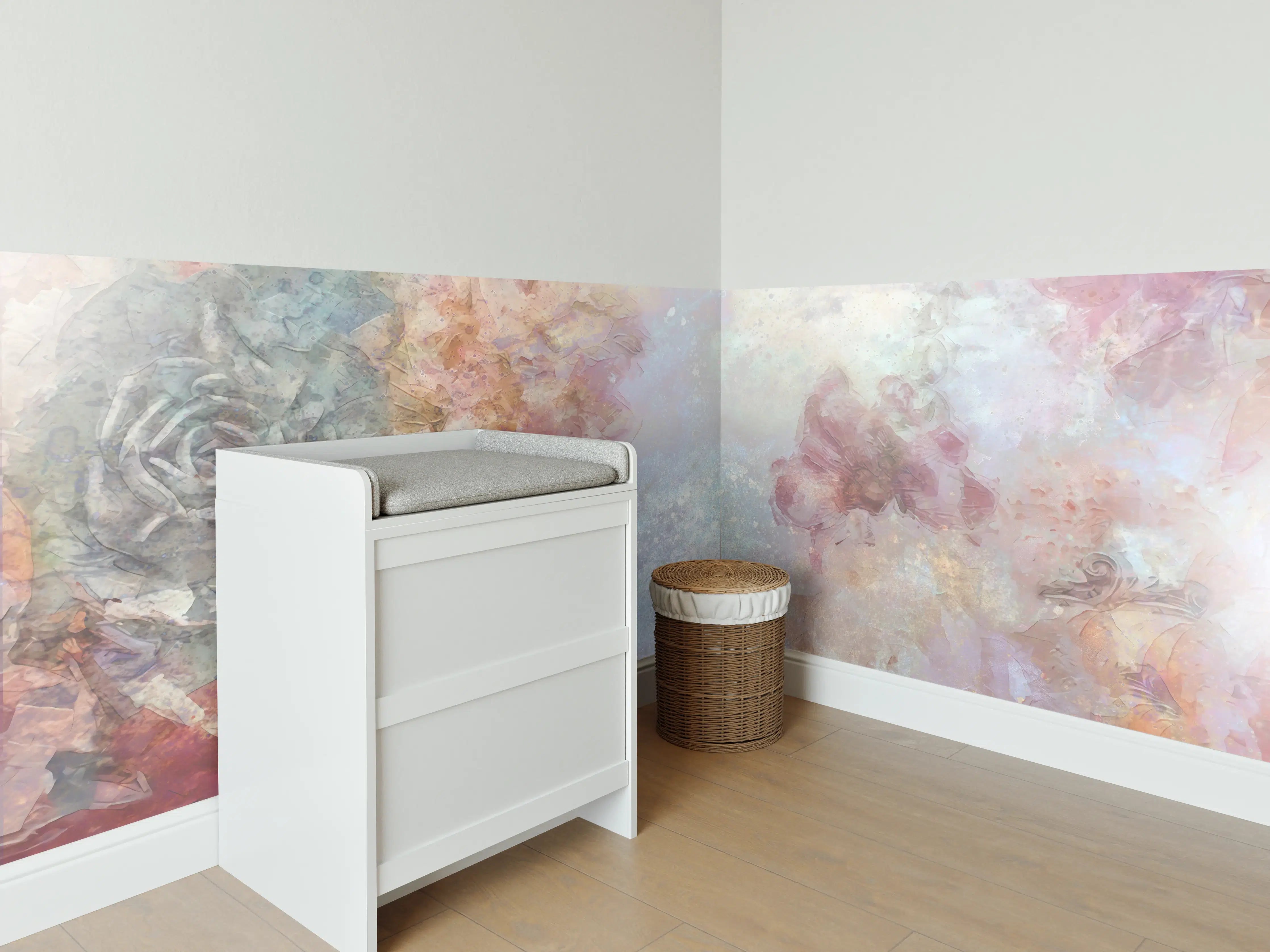 Babyzimmer Wandgestaltung - Buntes Blumen Portrait