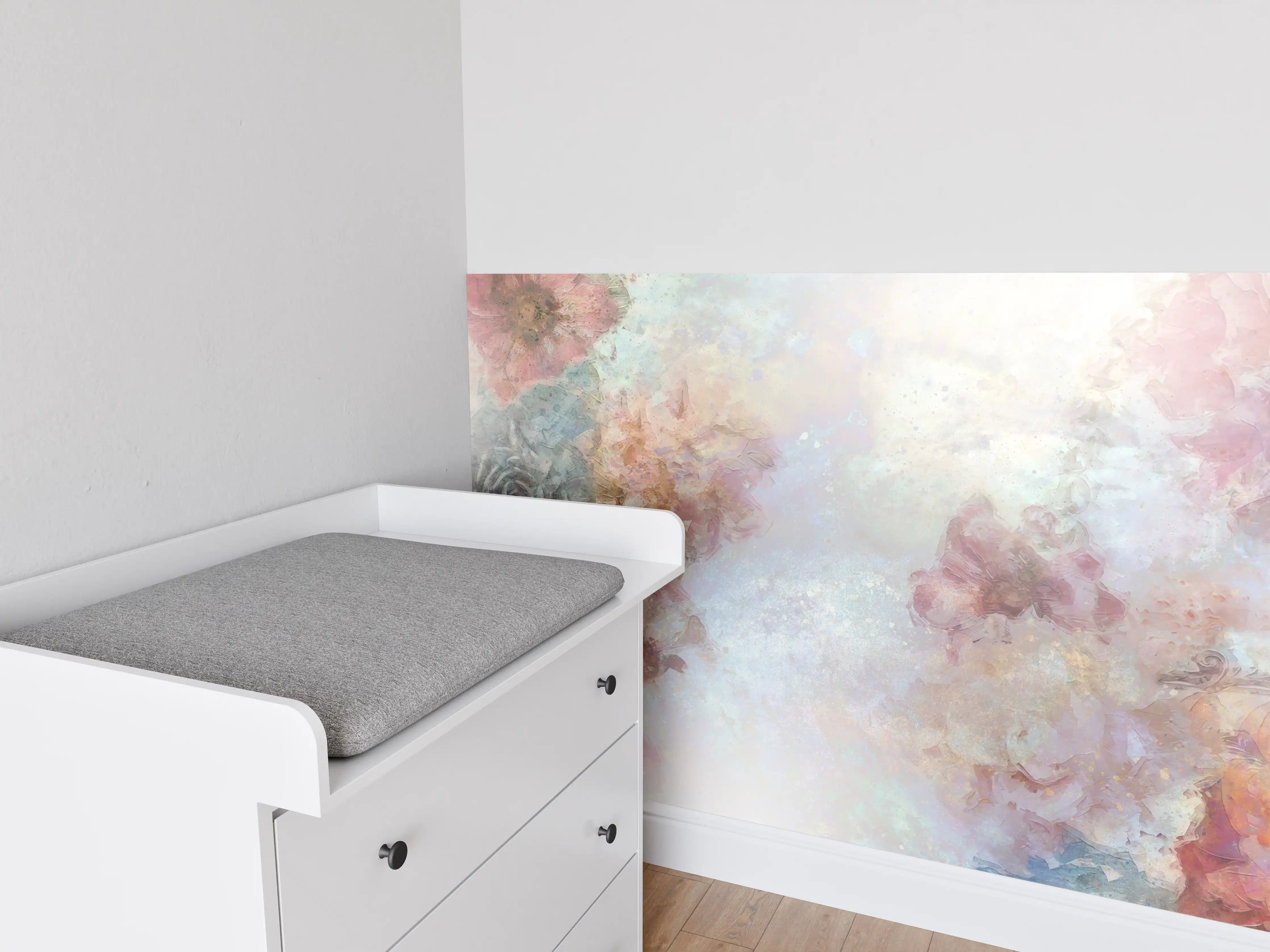 Babyzimmer Wandgestaltung - Buntes Blumen Portrait