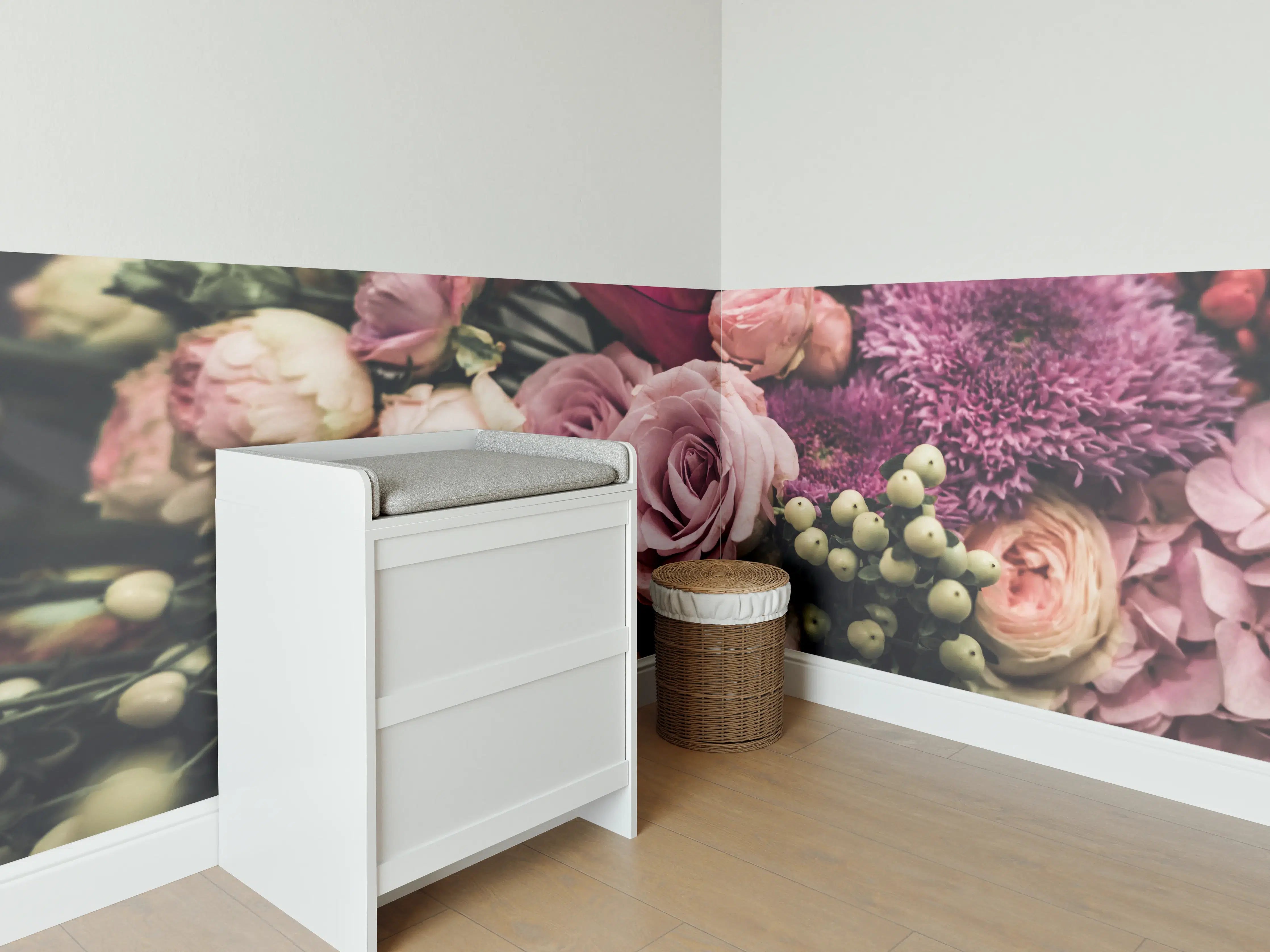 Babyzimmer Wandgestaltung - Buntes Blumenbouquet