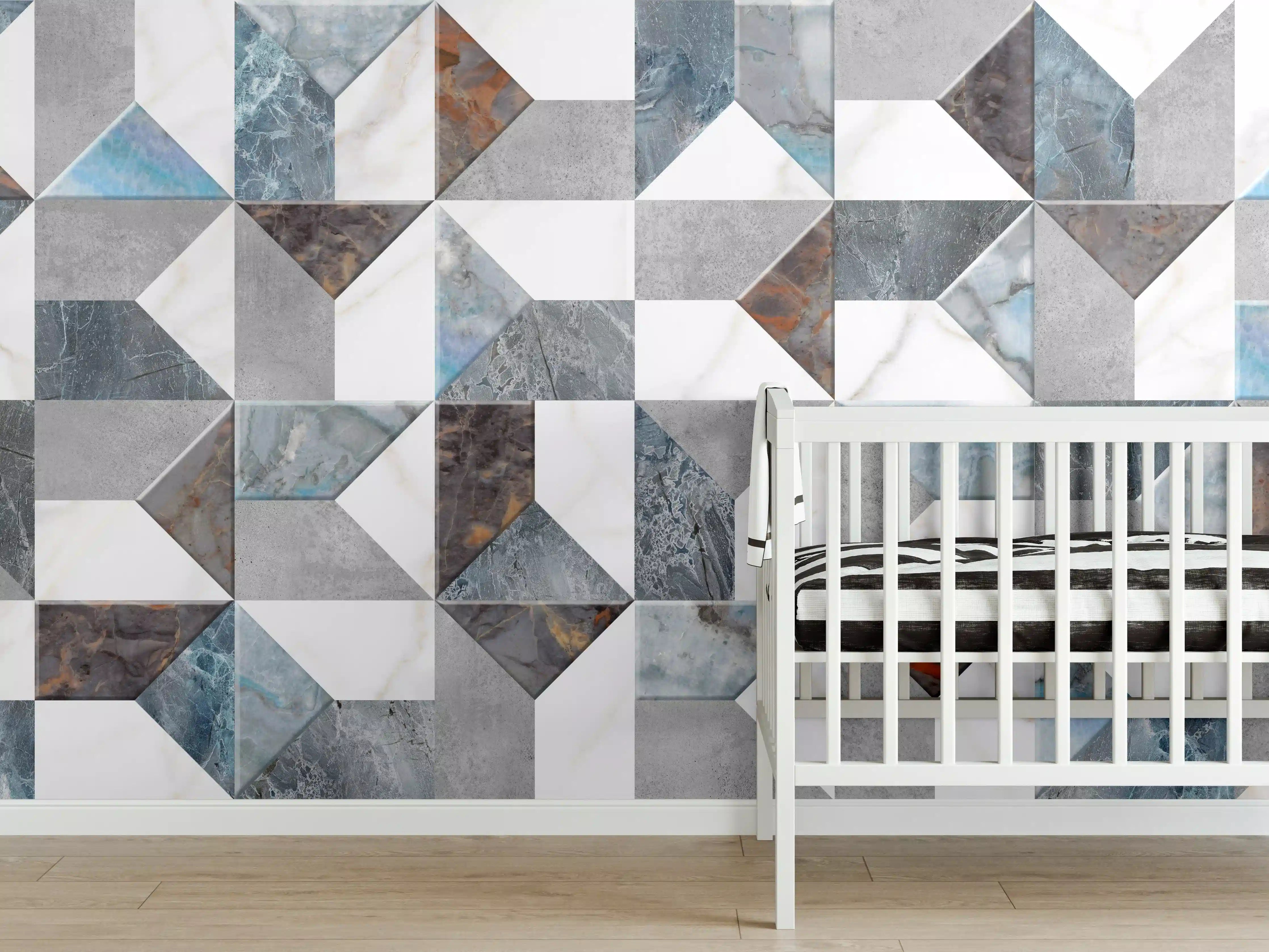 Babyzimmer Wandgestaltung - Buntes Fliesenmuster