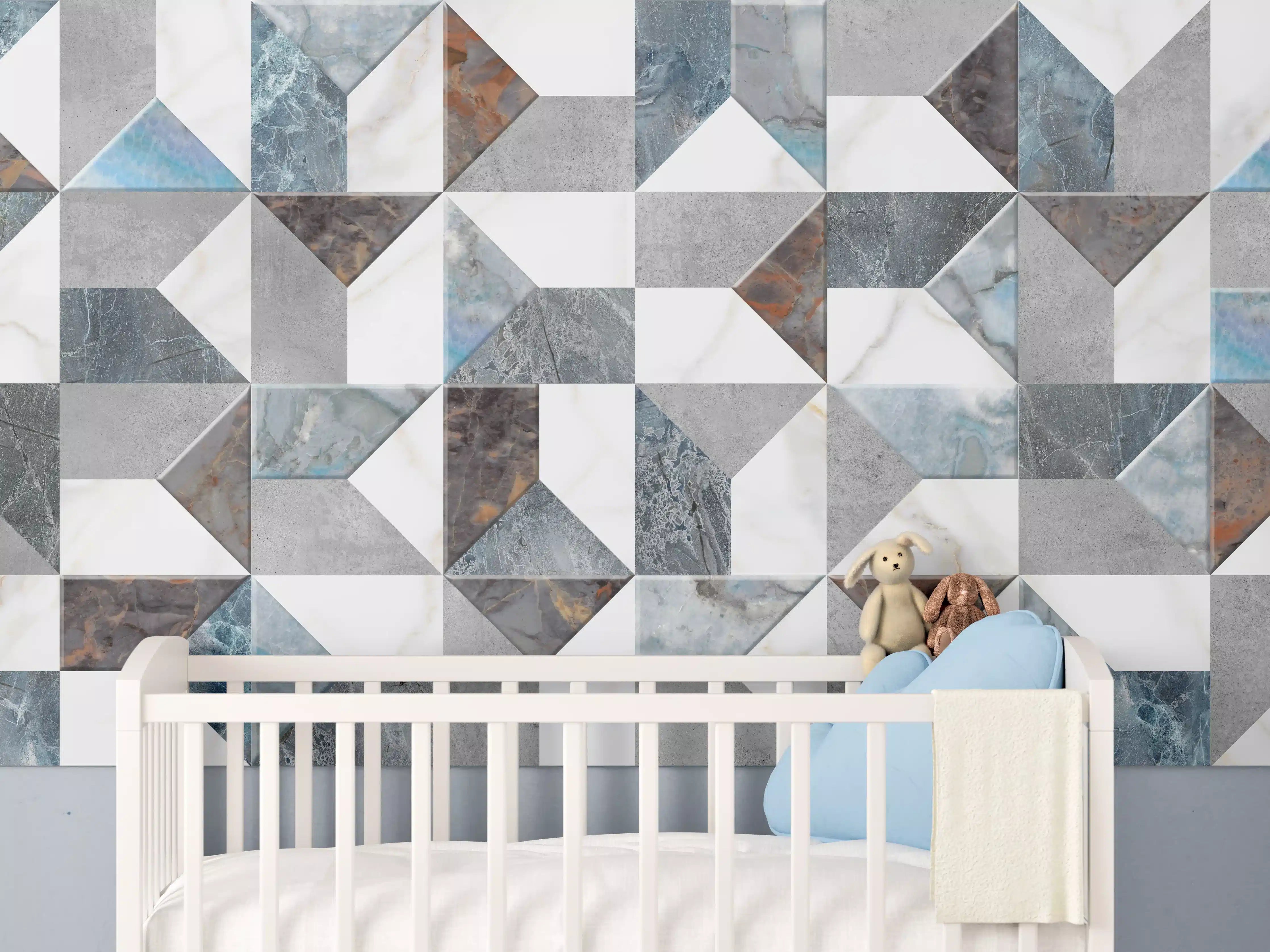 Babyzimmer Wandgestaltung - Buntes Fliesenmuster
