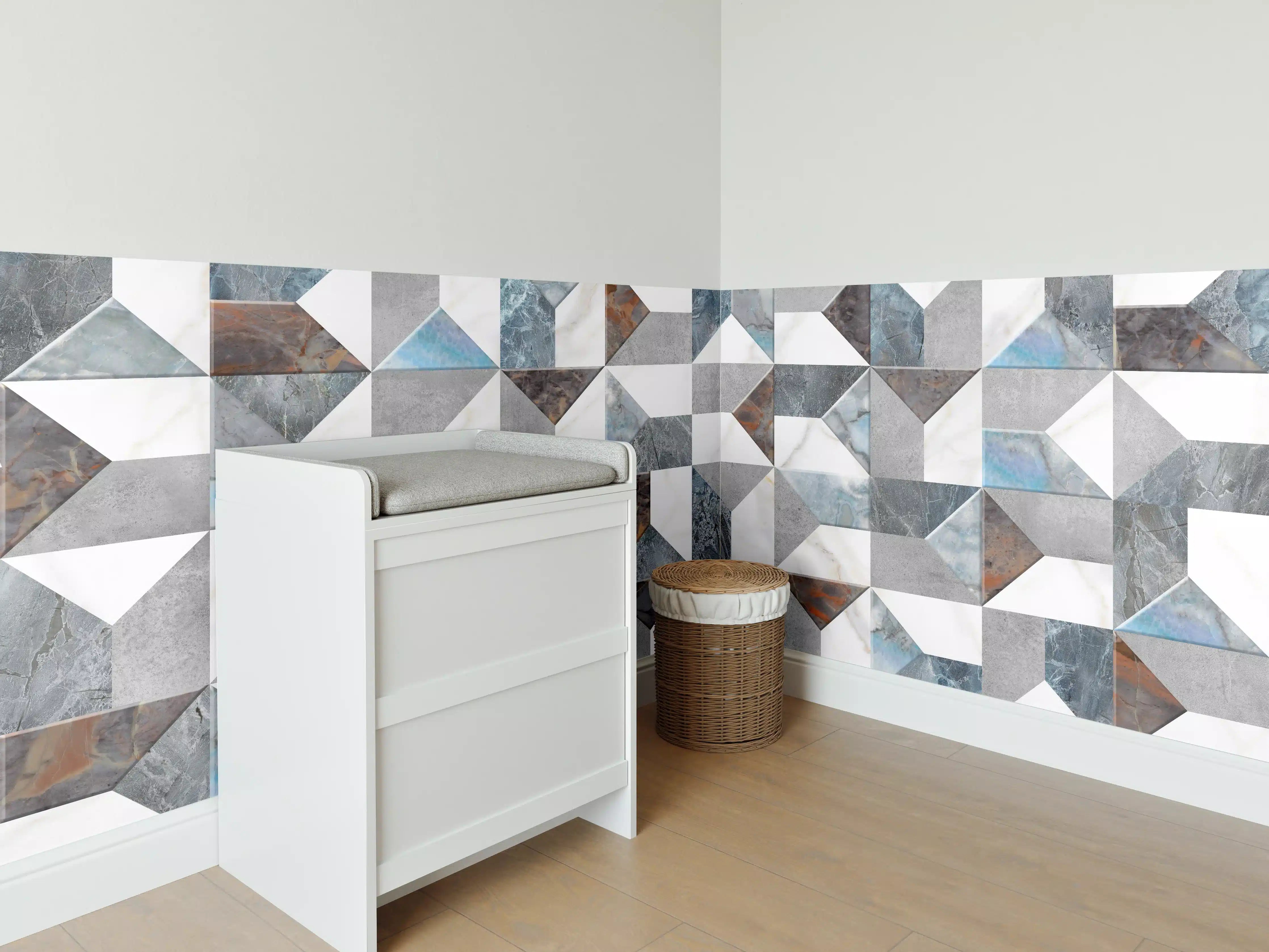 Babyzimmer Wandgestaltung - Buntes Fliesenmuster