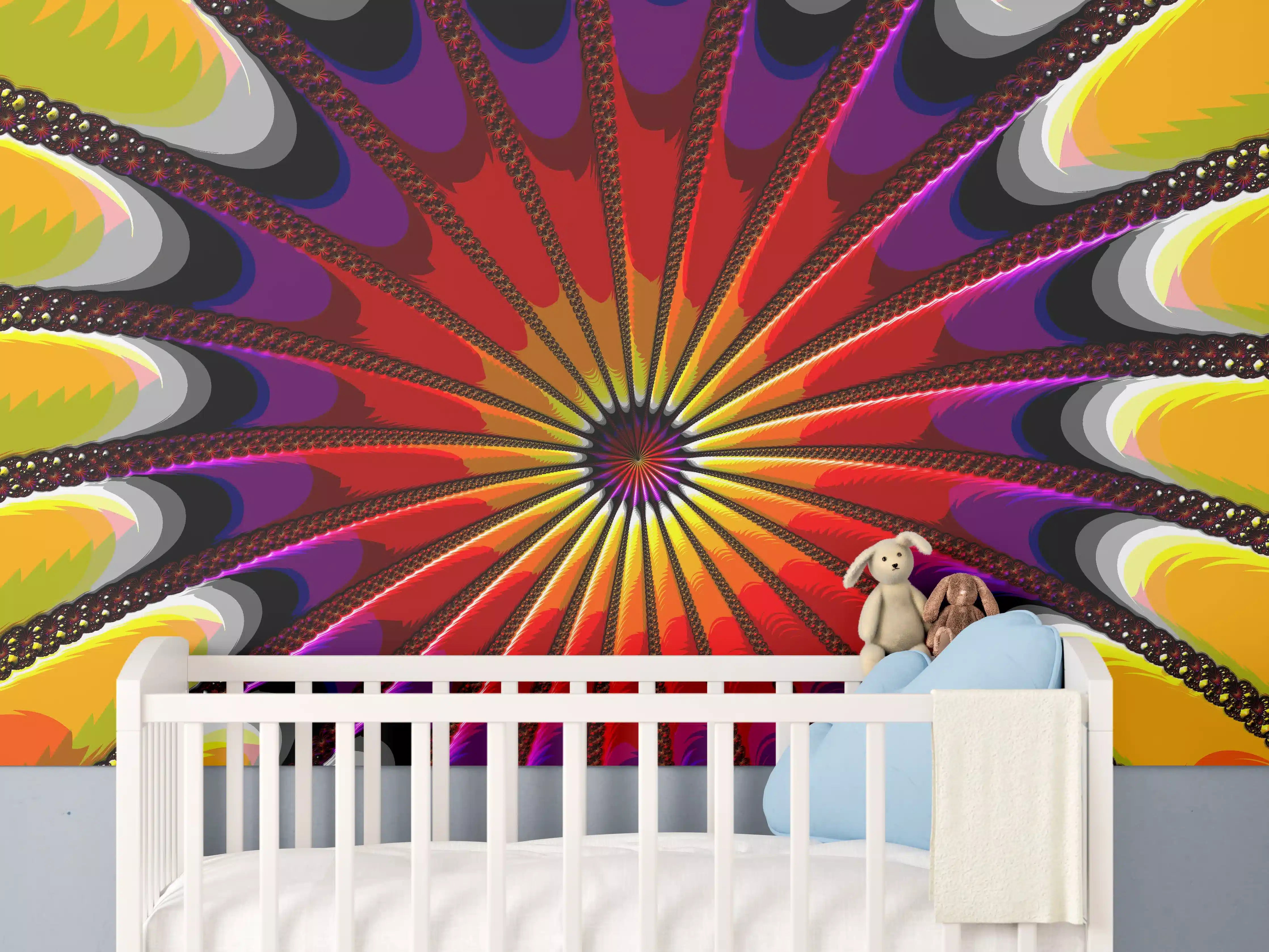 Babyzimmer Wandgestaltung - Buntes Fraktal Kunstwerk