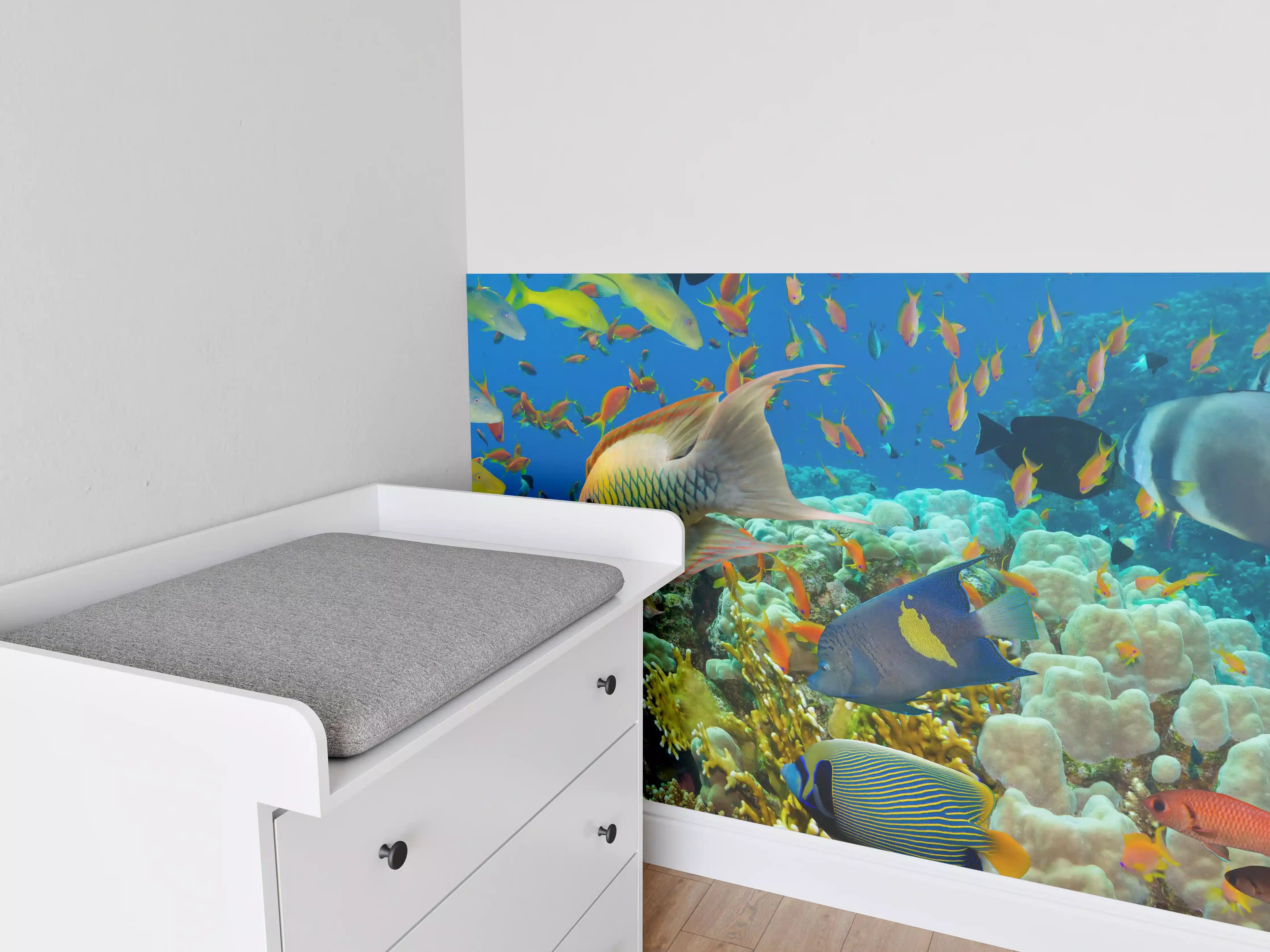 Babyzimmer Wandgestaltung - Buntes Korallenriff mit Fischen