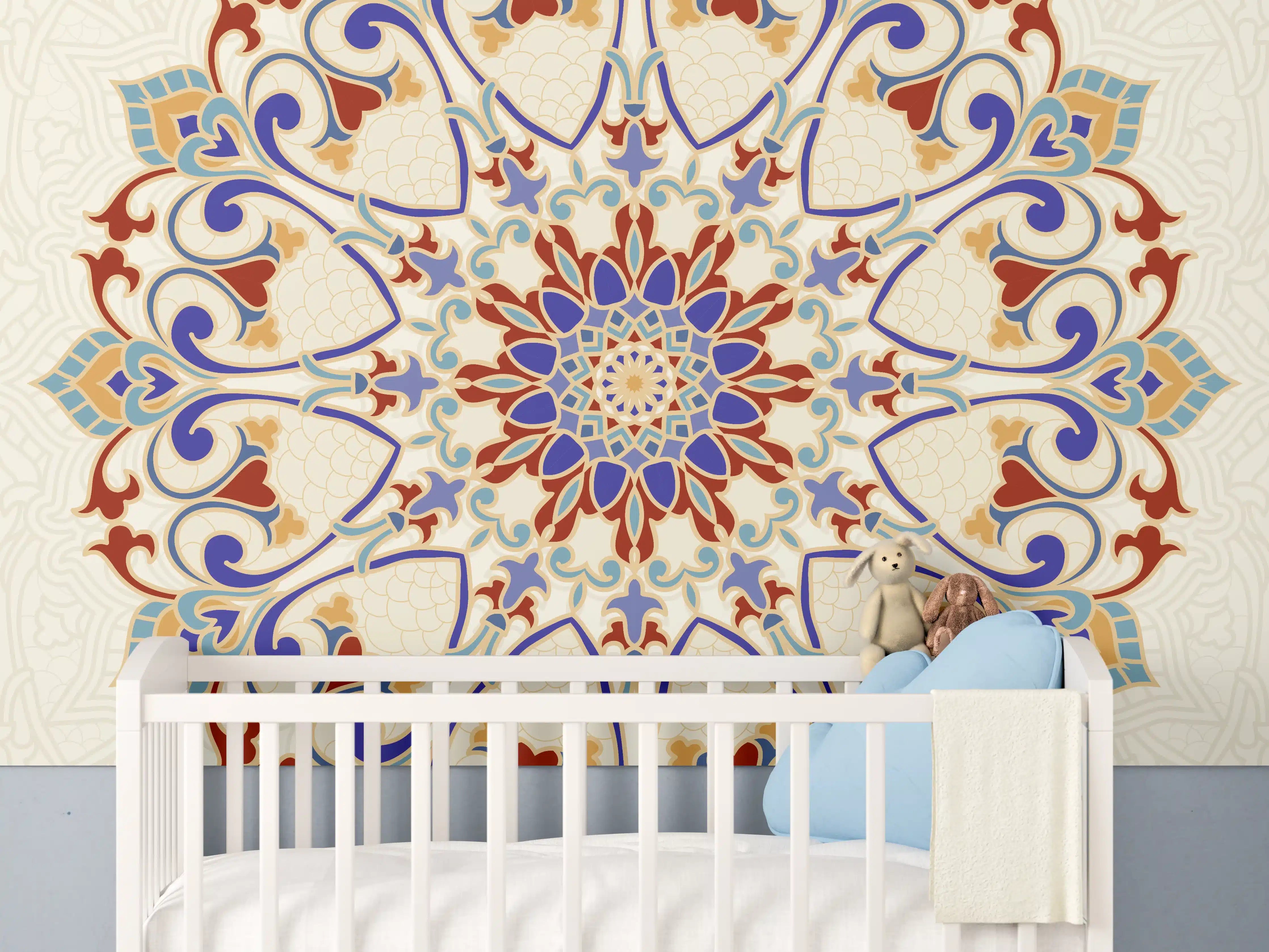 Babyzimmer Wandgestaltung - Buntes Mosaik Mandala Kunstwerk