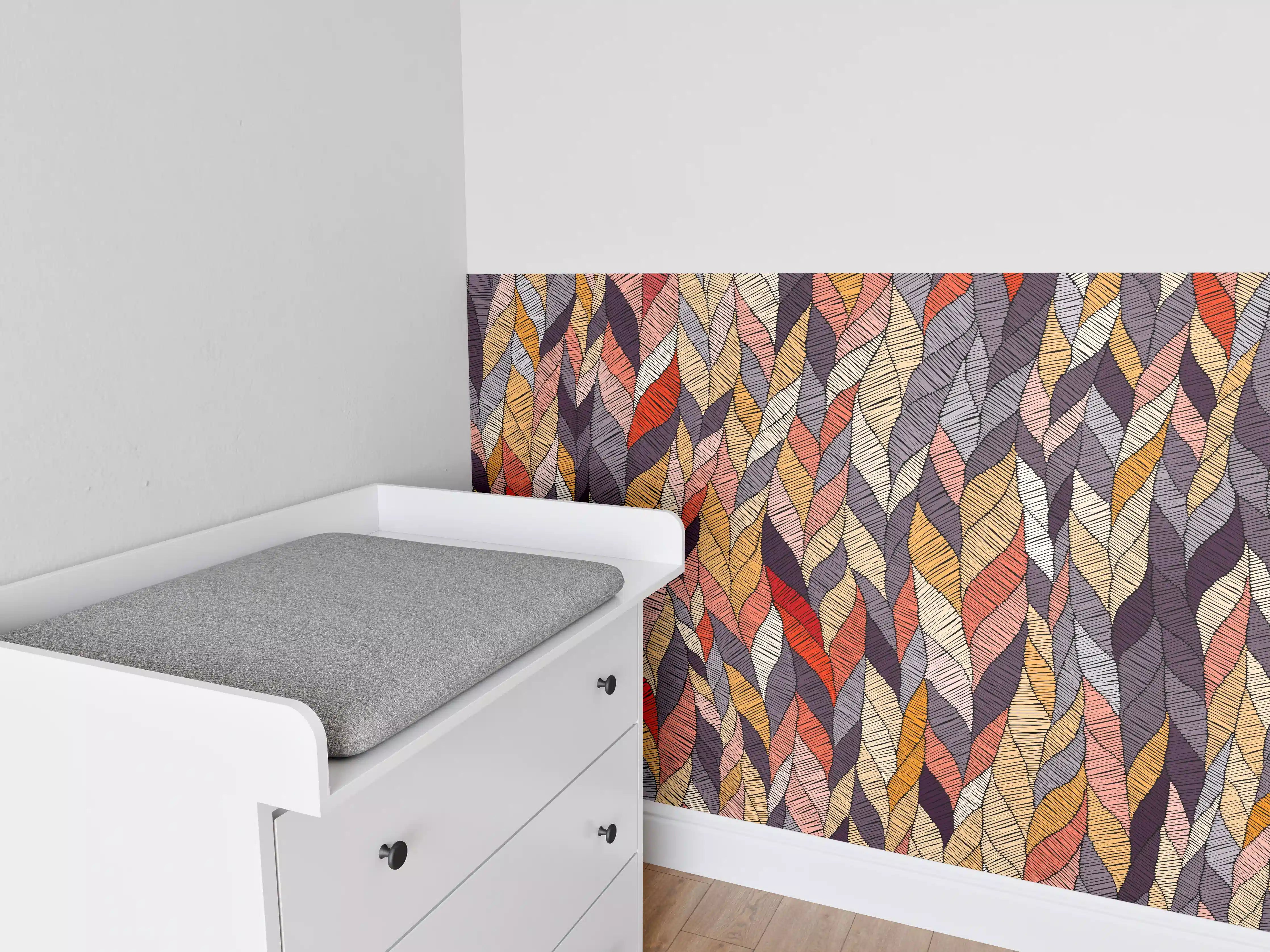 Babyzimmer Wandgestaltung - Buntes Wellenmuster Textildesign