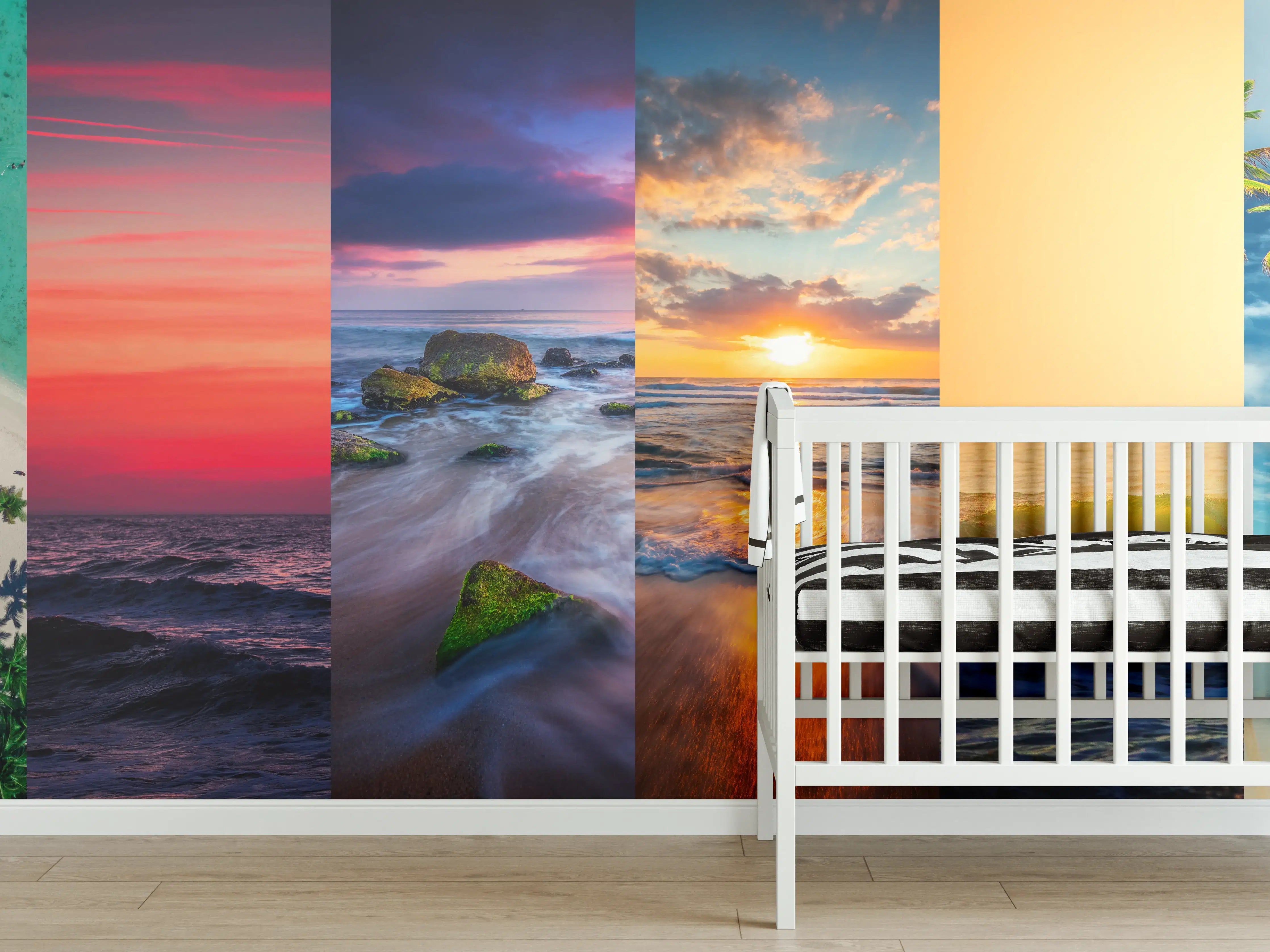 Babyzimmer Wandgestaltung - Collage von Sommer Meer und Strand Bilder