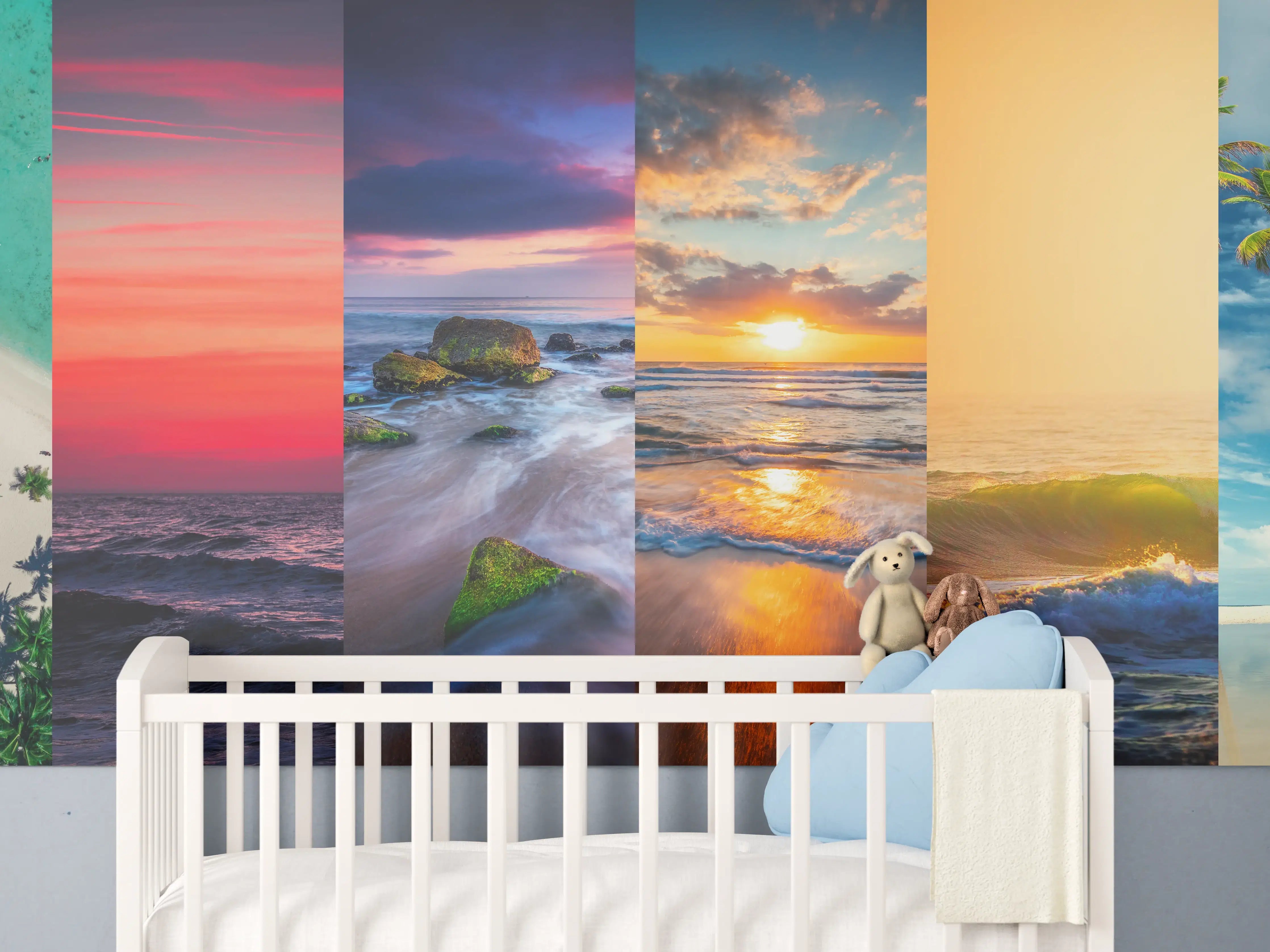 Babyzimmer Wandgestaltung - Collage von Sommer Meer und Strand Bilder