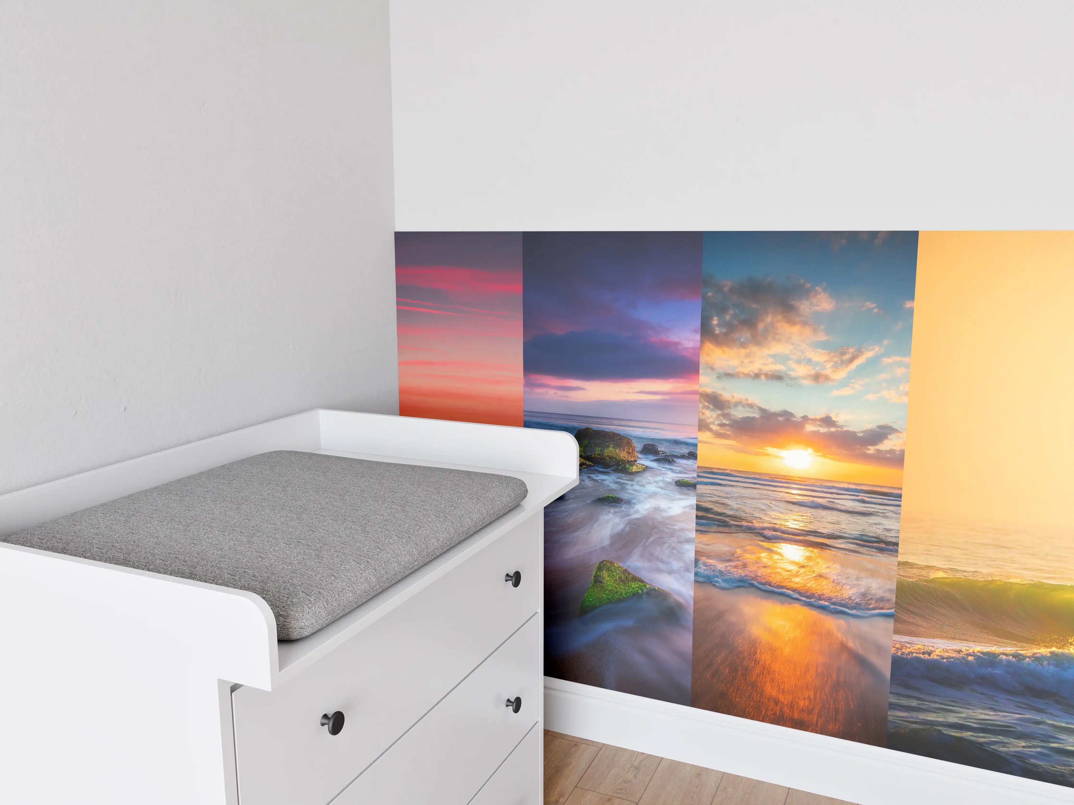 Babyzimmer Wandgestaltung - Collage von Sommer Meer und Strand Bilder