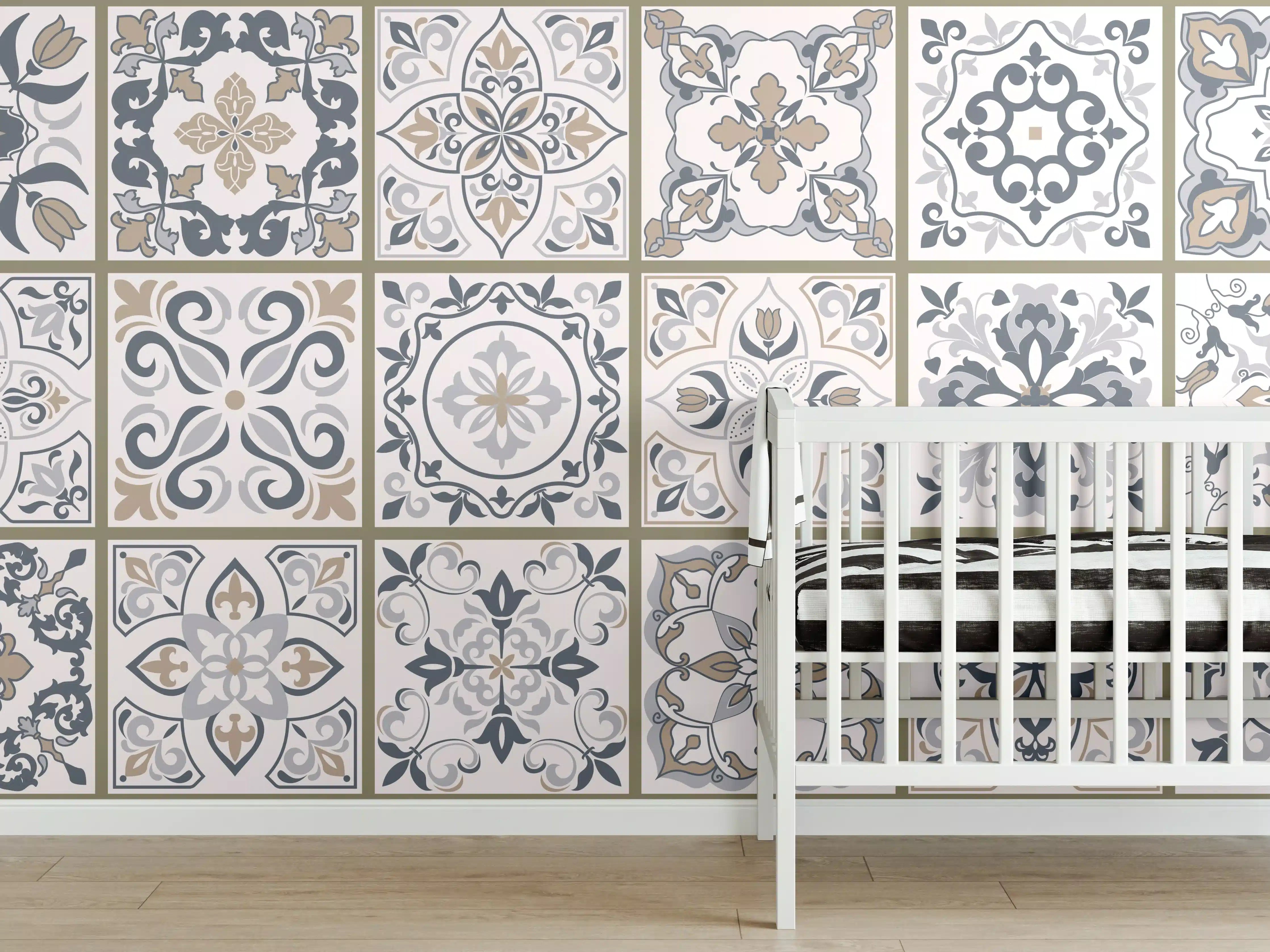 Babyzimmer Wandgestaltung - Dekorative Musterfliesen