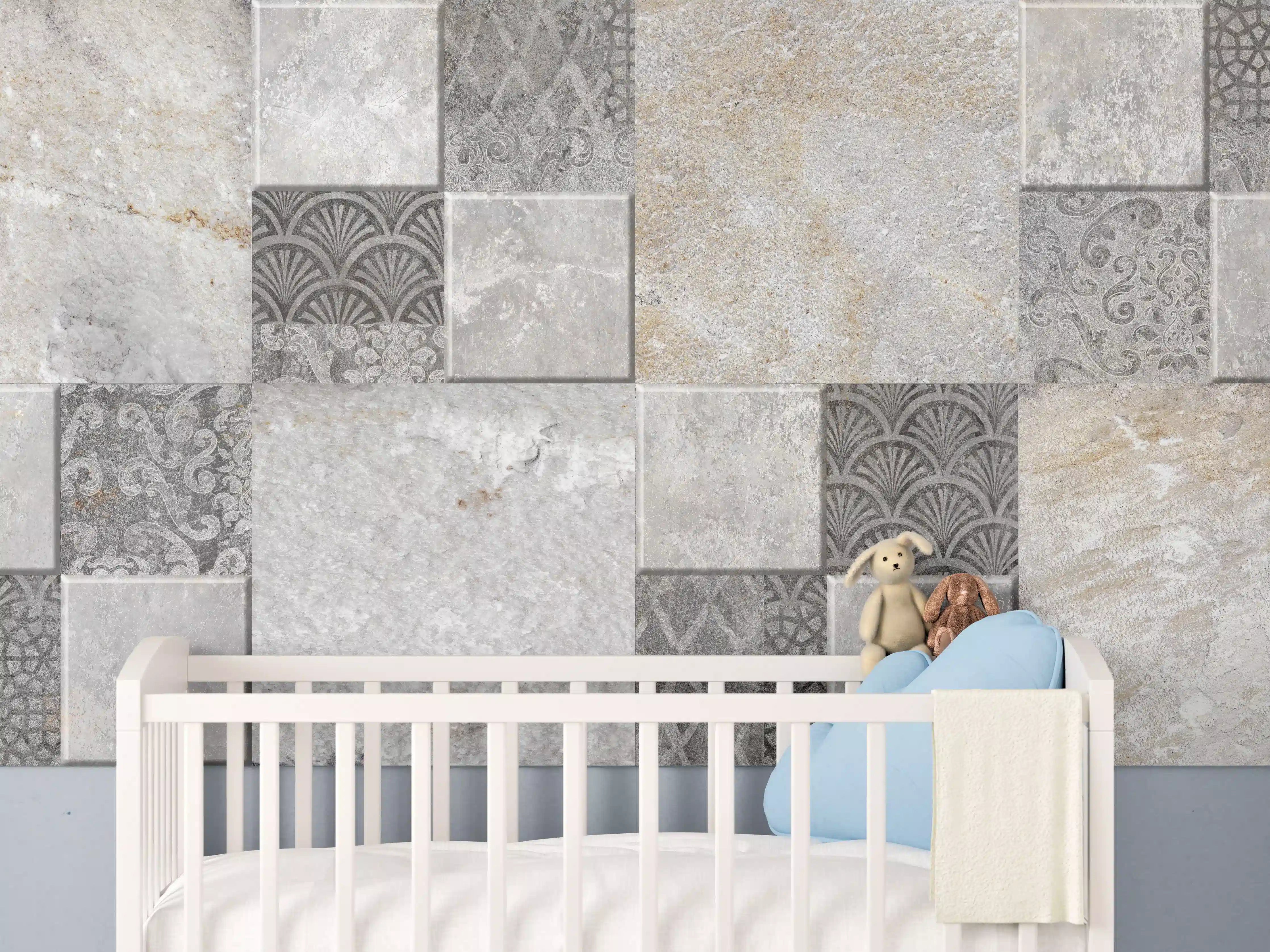 Babyzimmer Wandgestaltung - Dekorativer Steinmosaik